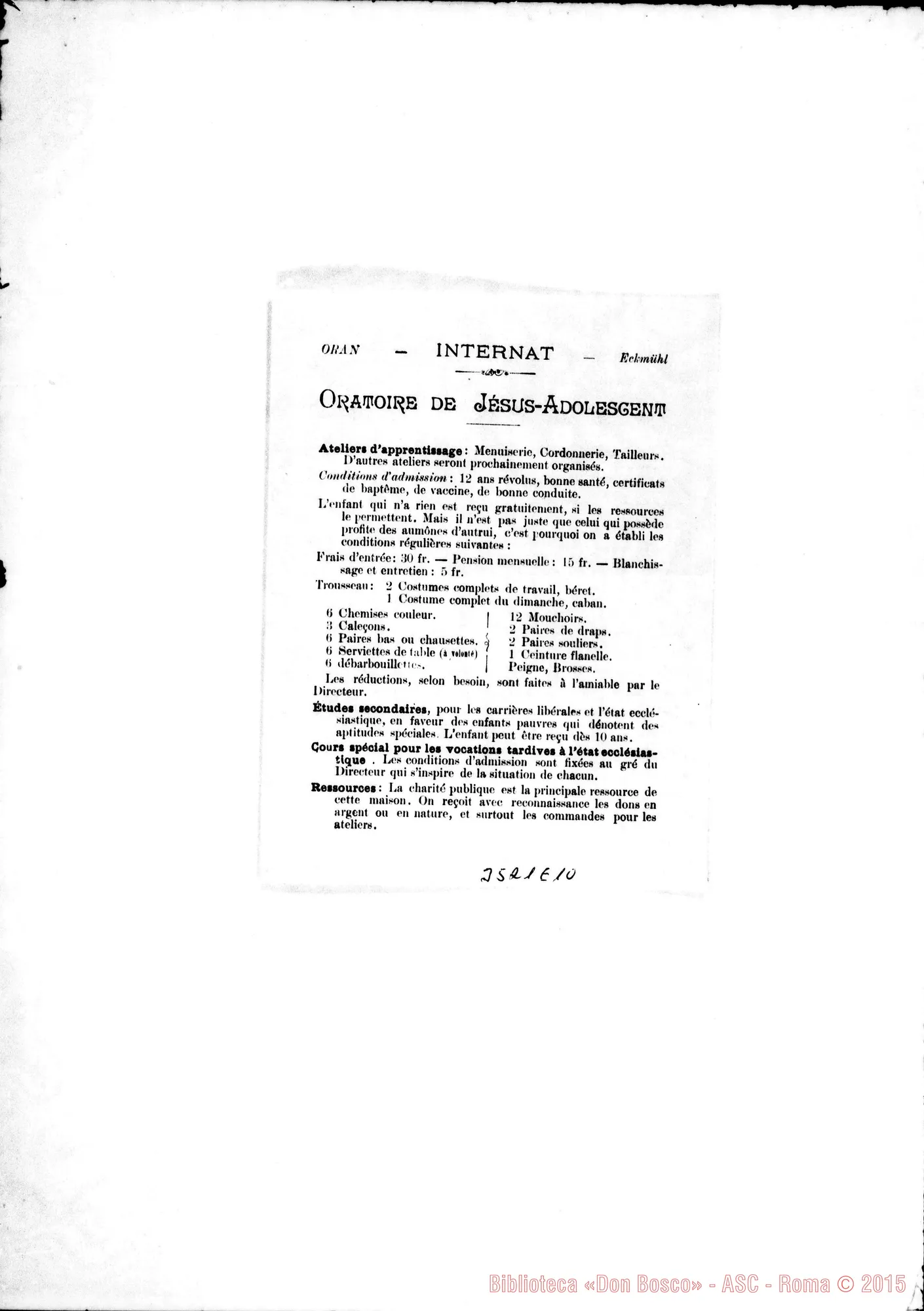 Fotogramma E 10 — Don Bellamy-Ispettore. Oran, 8-01-1897