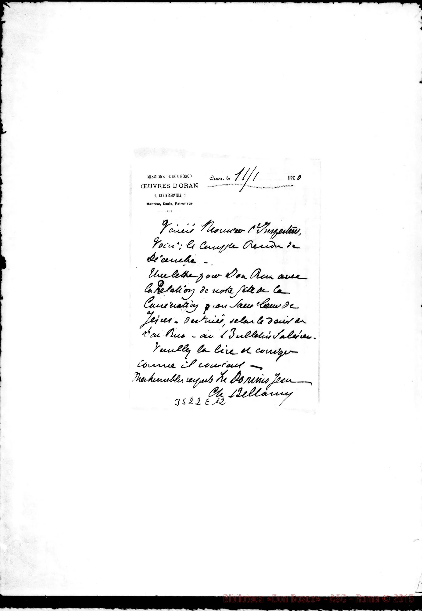 Fotogramma E 12 — Don Bellamy-Ispettore. Oran, 11-01-1900
