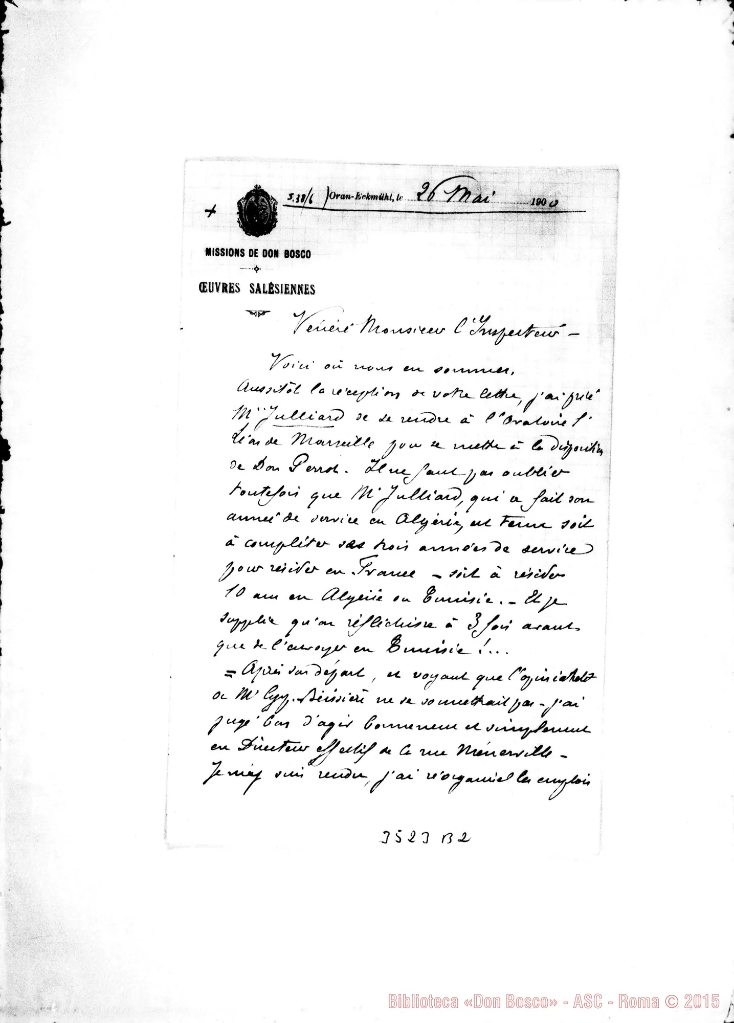 Fotogramma B 2 — Don Bellamy-Ispettore. Oran, 26-05-1900. Incompleta