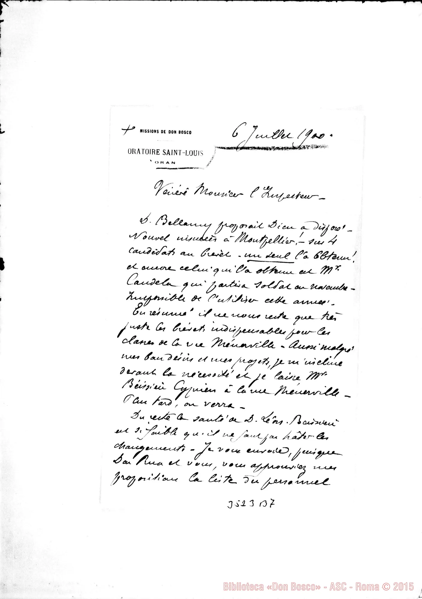 Fotogramma B 7 — Don Bellamy-Ispettore. Oran, 6-07-1900
