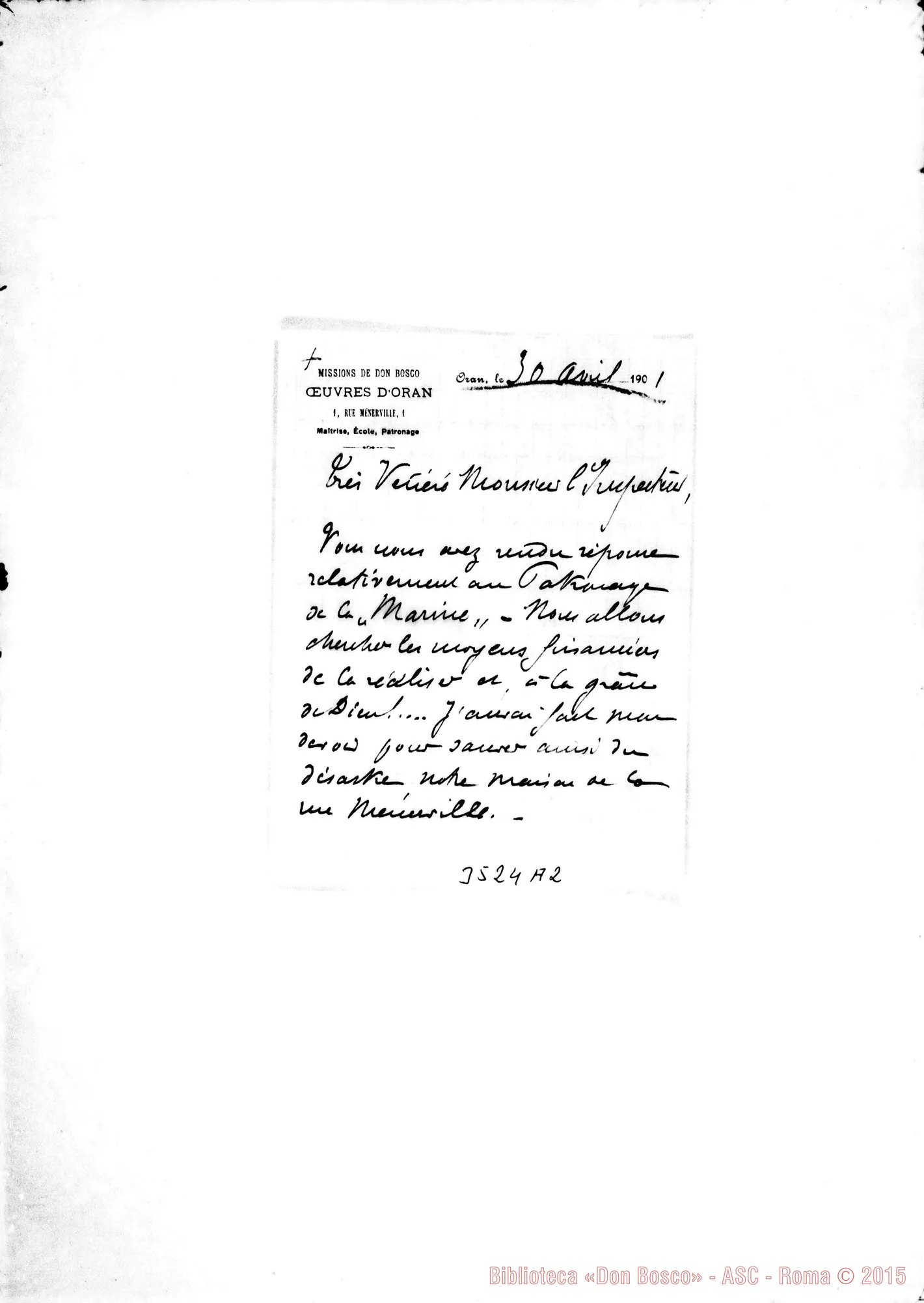 Fotogramma A 2 — Don Bellamy-Ispettore. Oran, 30-04-1901