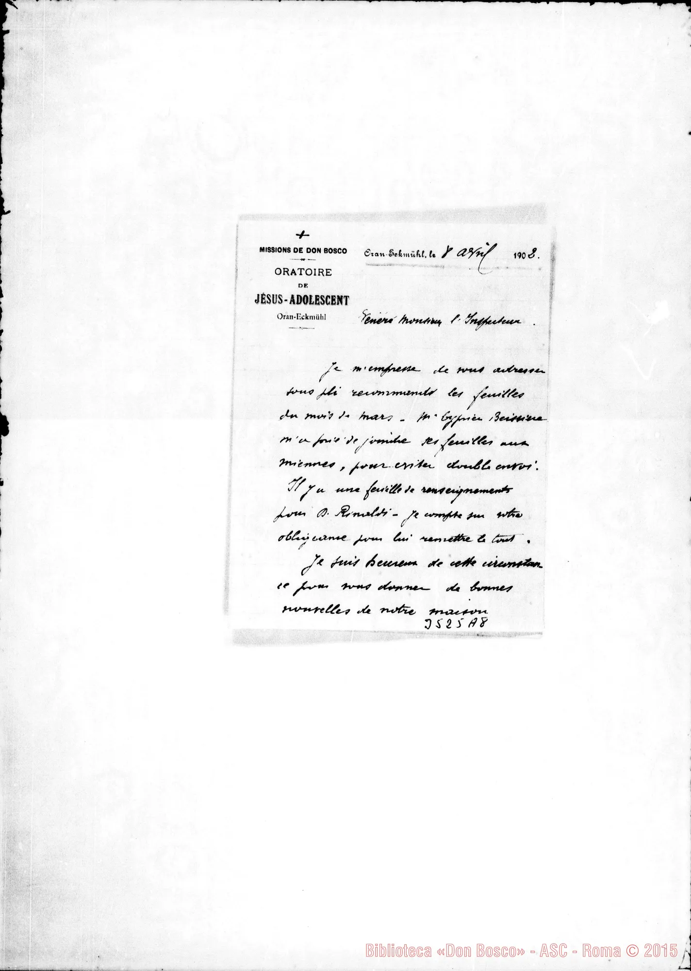 Fotogramma A 8 — Don Béssière-Ispettore. Oran, 8-04-1902