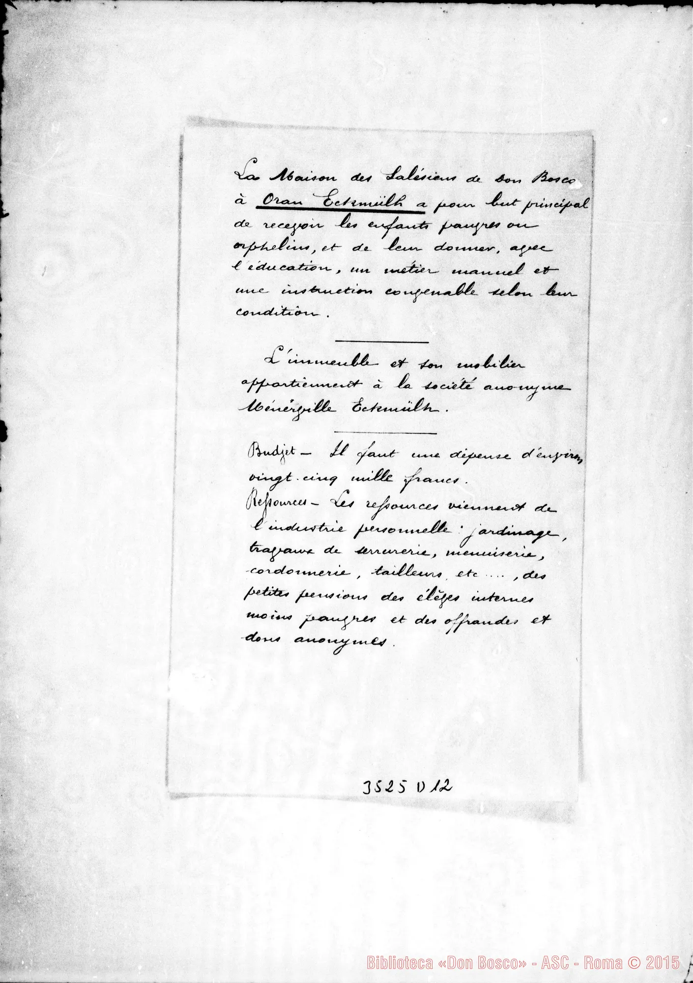 Fotogramma D 12 — L’Oratoire de Jésus Adolescent. Originale E trascrizione