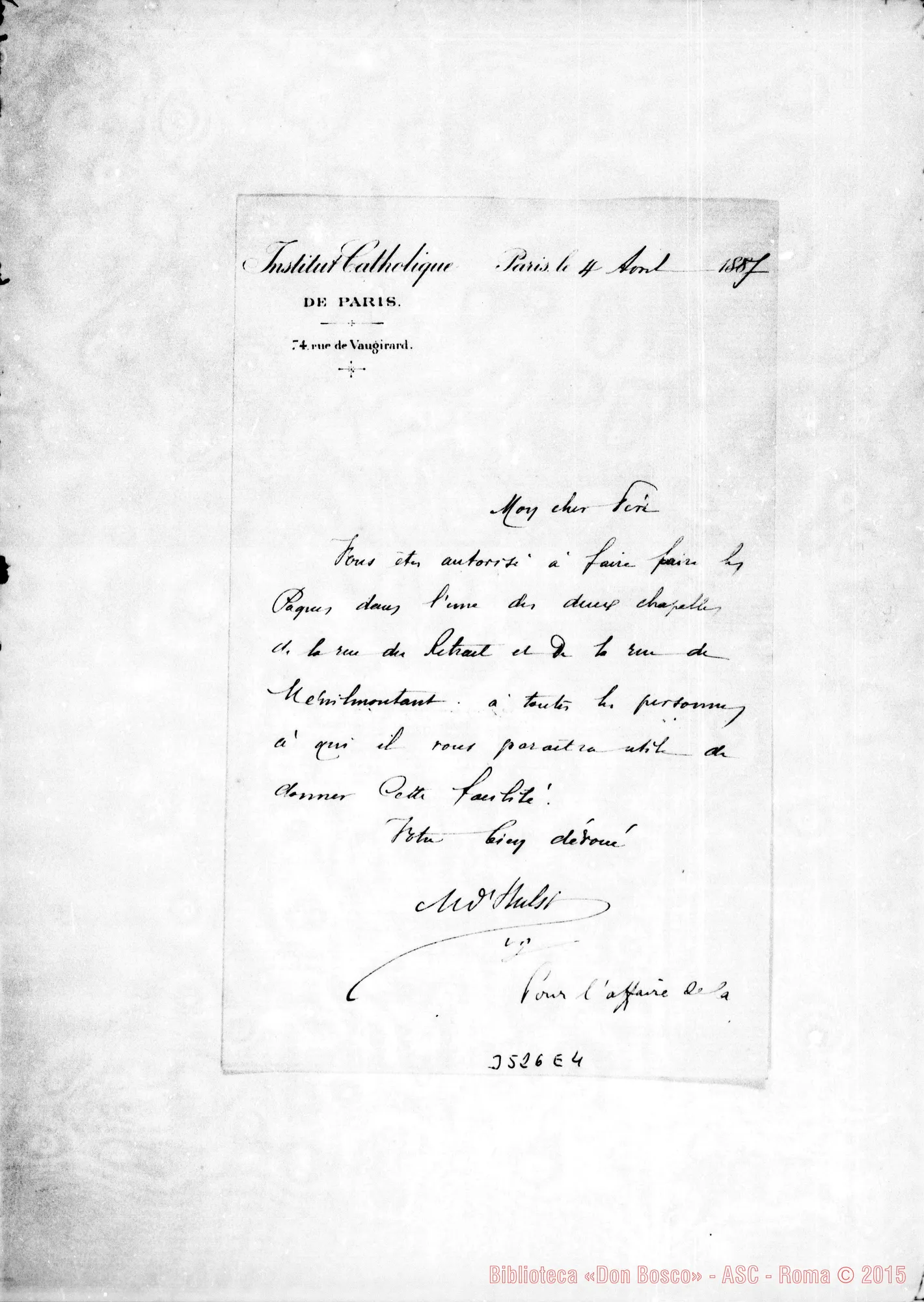 Fotogramma E 4 — Dall’Istituto Cattolico-Cher Père. Paris, 4-04-1887