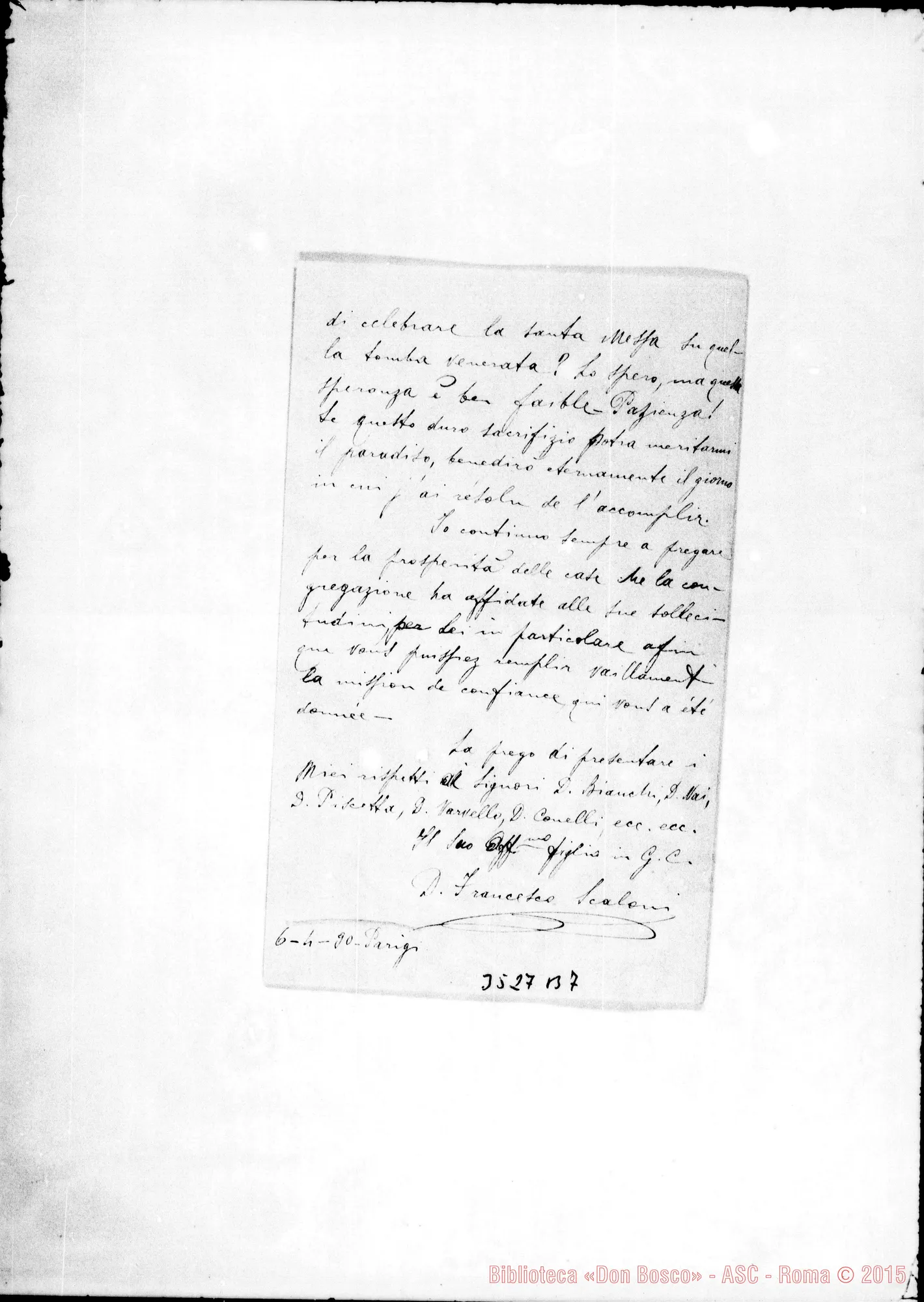 Fotogramma B 7 — Don Francesco Scaloni-Don Barberis. Parigi, 6-04-1890