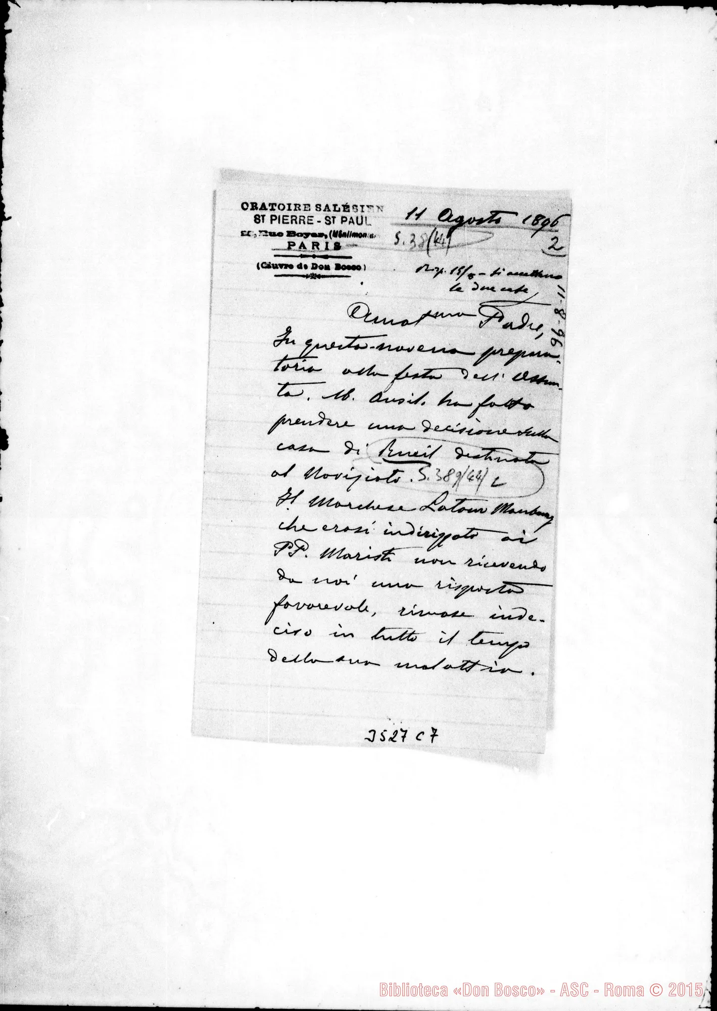 Fotogramma C 7 — Don Giuseppe Ronchail-Don Rua. Paris, 11-08-1896