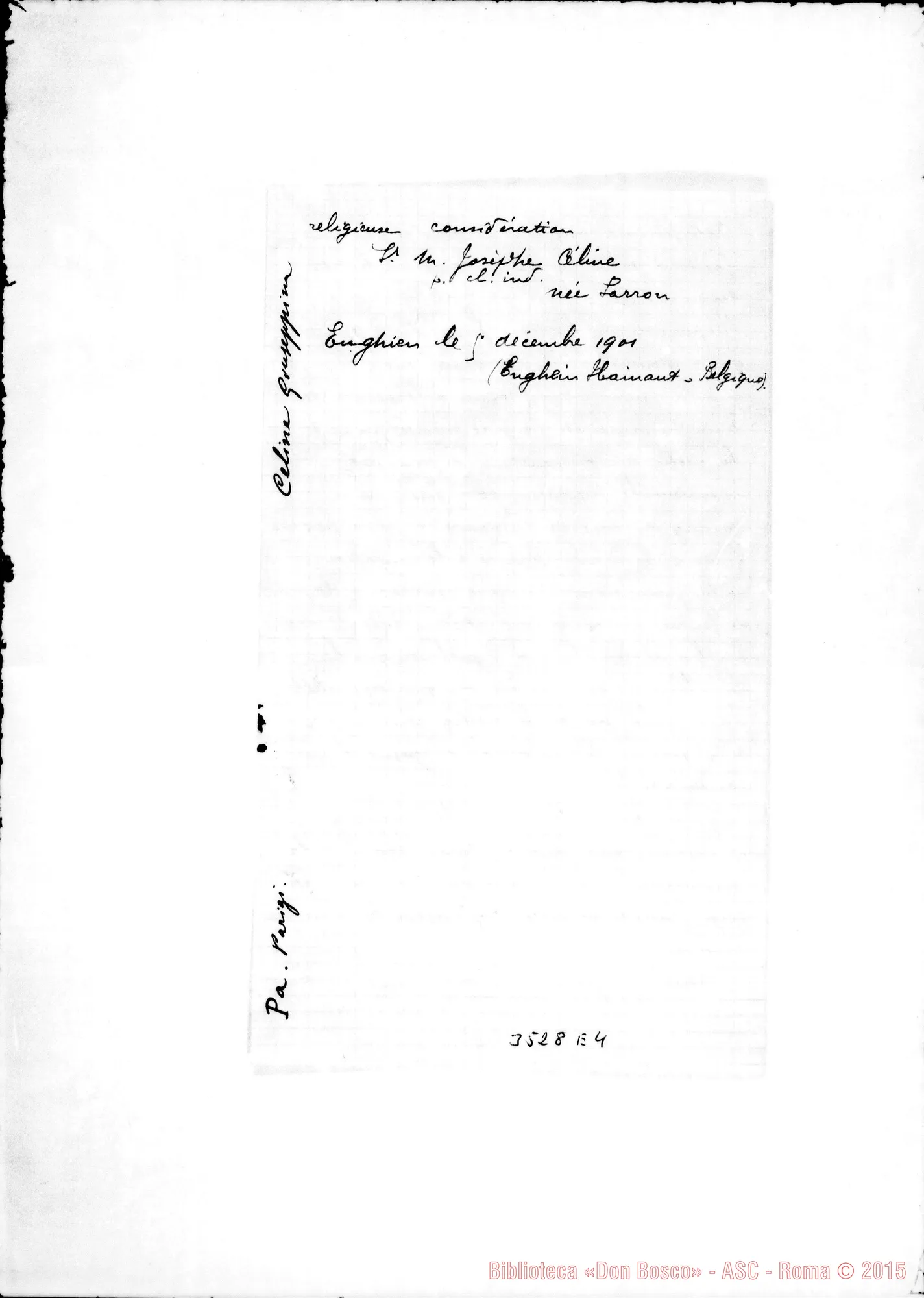 Fotogramma E 4 — Suor Celina Giuseppina-Supérieur, 5-12-1901. Copia