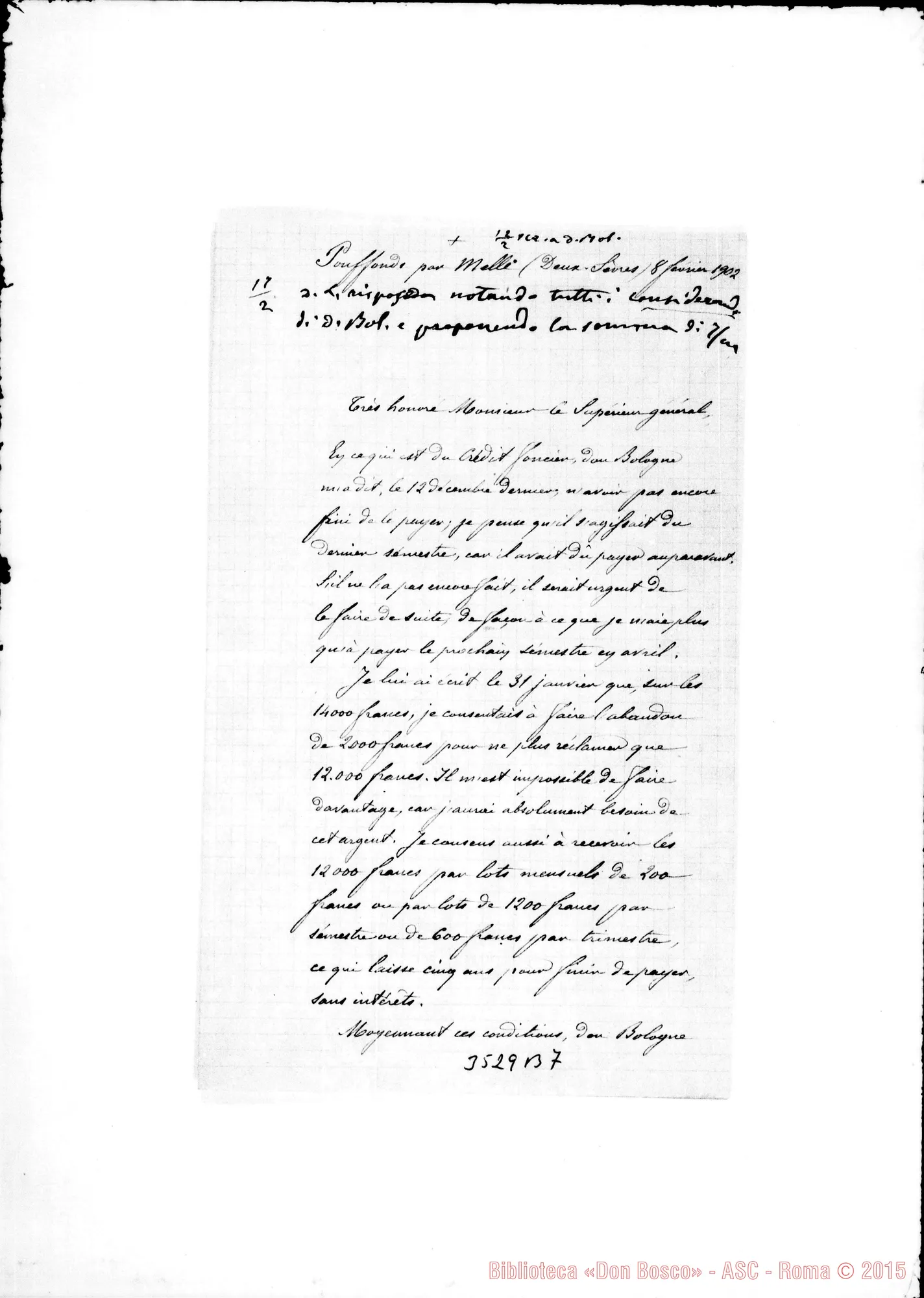 Fotogramma B 7 — L. Robineau-Monsieur le Supérieur, il 18-02-1902 Autogr. Rua