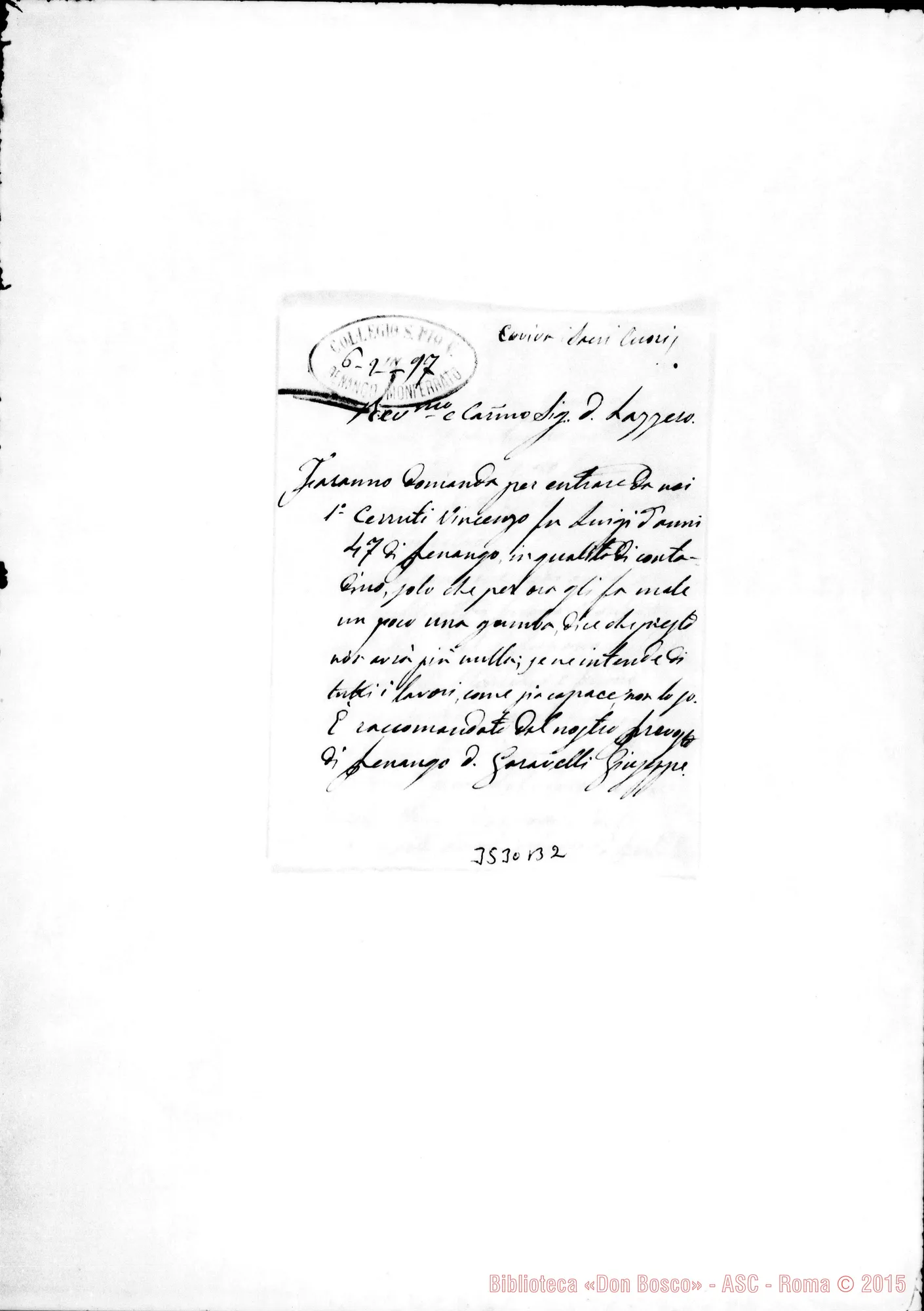 Fotogramma B 2 — Don Luigi Porta-Don Lazzero. Penango, 6-02-1897