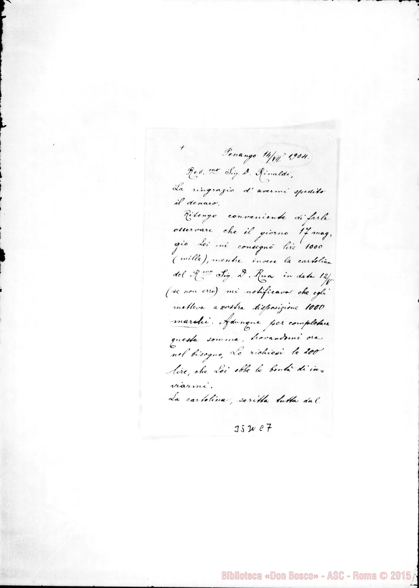 Fotogramma C 7 — Don Guadagnini-Don Rinaldi. Penango, 14-07-1904