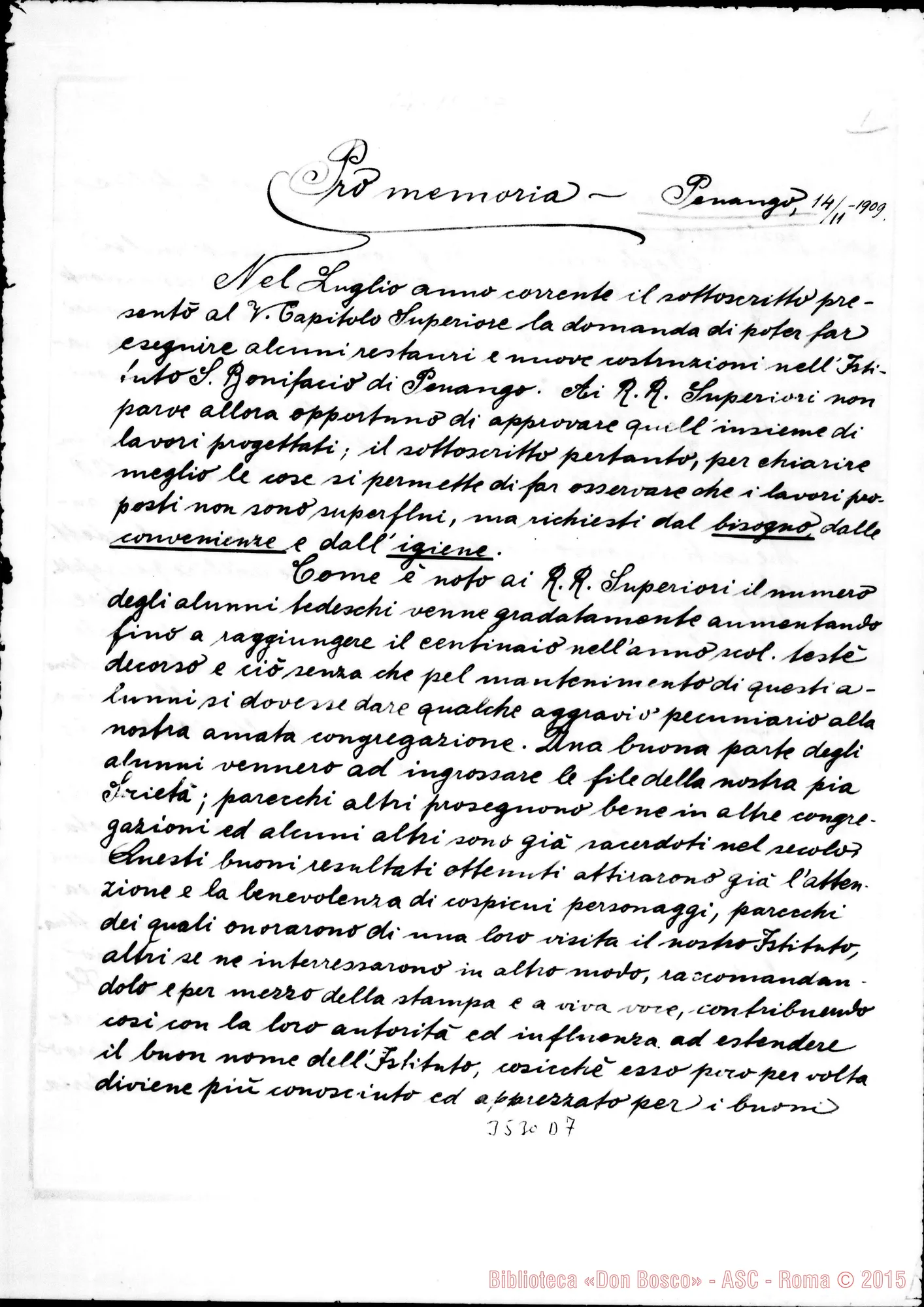 Fotogramma D 7 — Don Guadagnimi promemoria. Penango, 14-11-1909