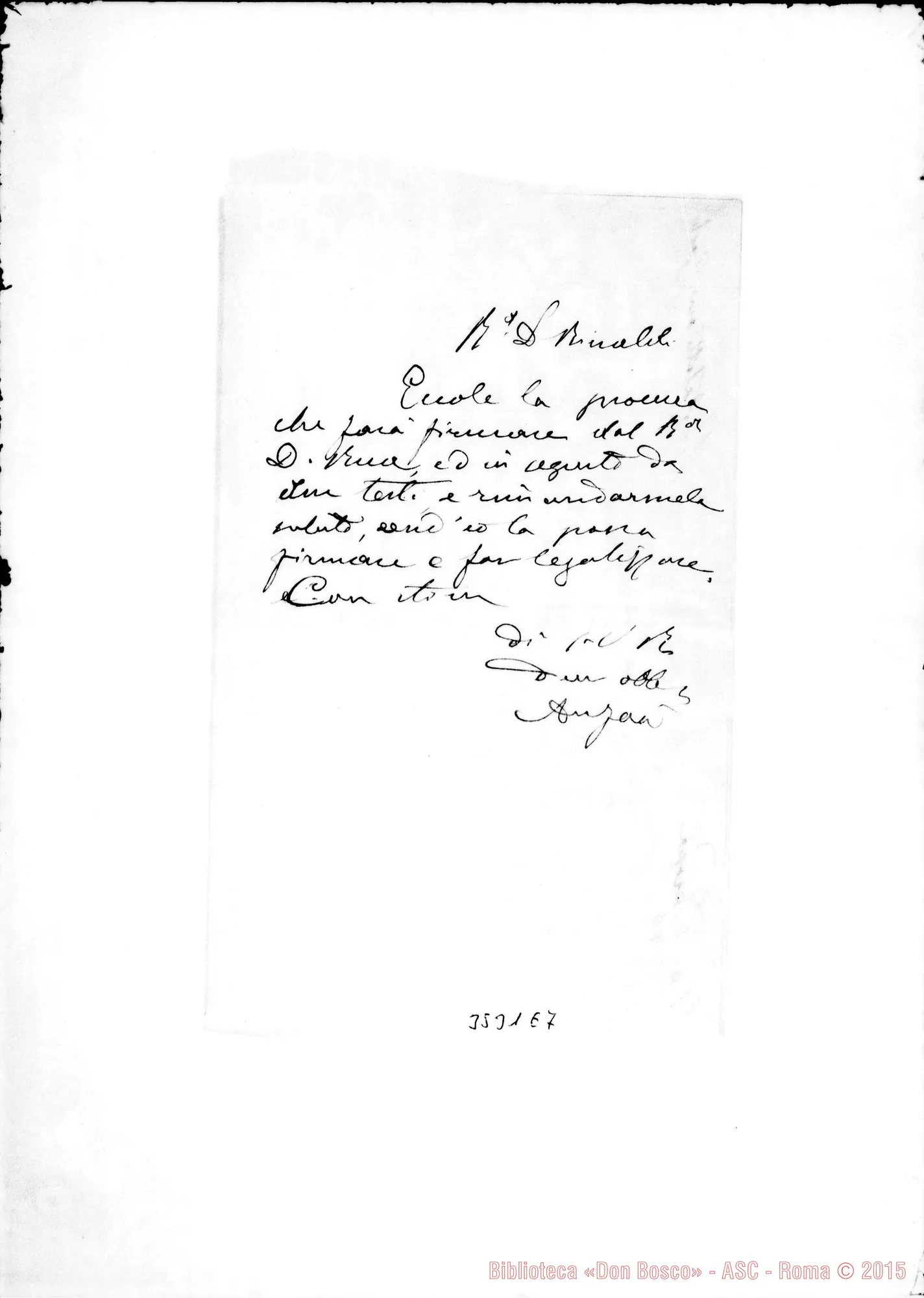 Fotogramma E 7 — Avv. Bertalotti-Rettor Maggiore. Autogr. Rinaldi