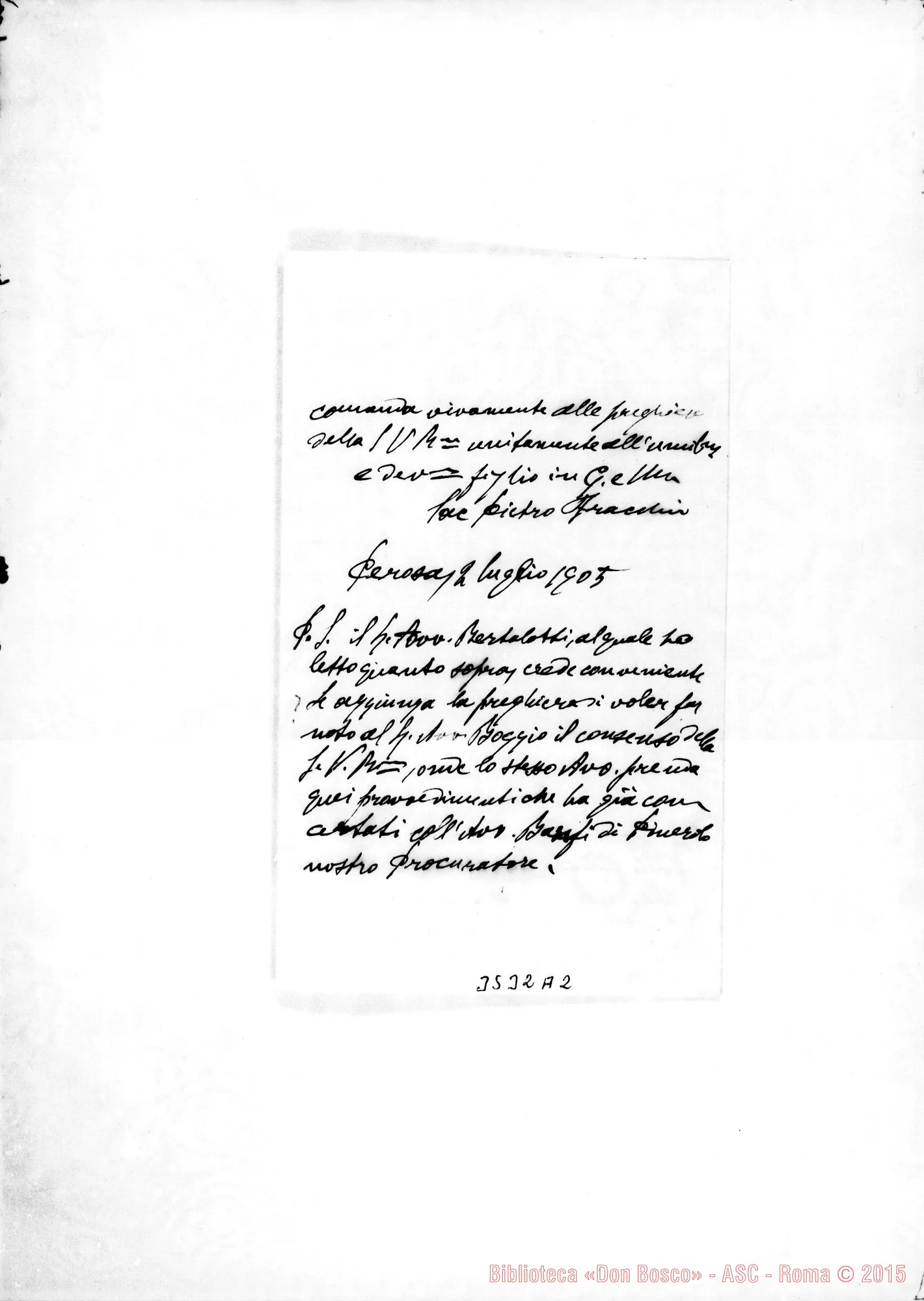 Fotogramma A 2 — Don Pietro Fracchia-Don Rua. Perosa, 2-07-1905. Autogr. Rua E Rinaldi