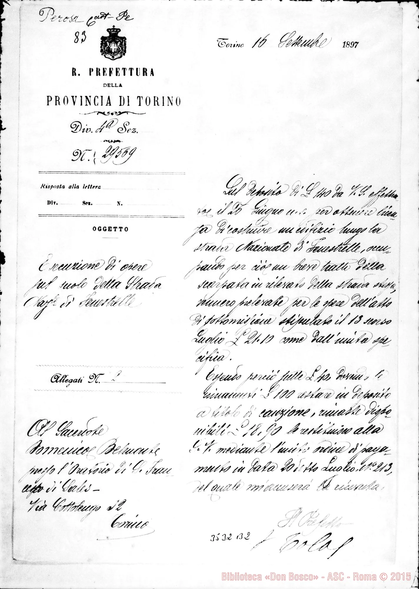 Fotogramma B 2 — Prefetto di Torino-Don Belmonte. Torino, 16-09-1897