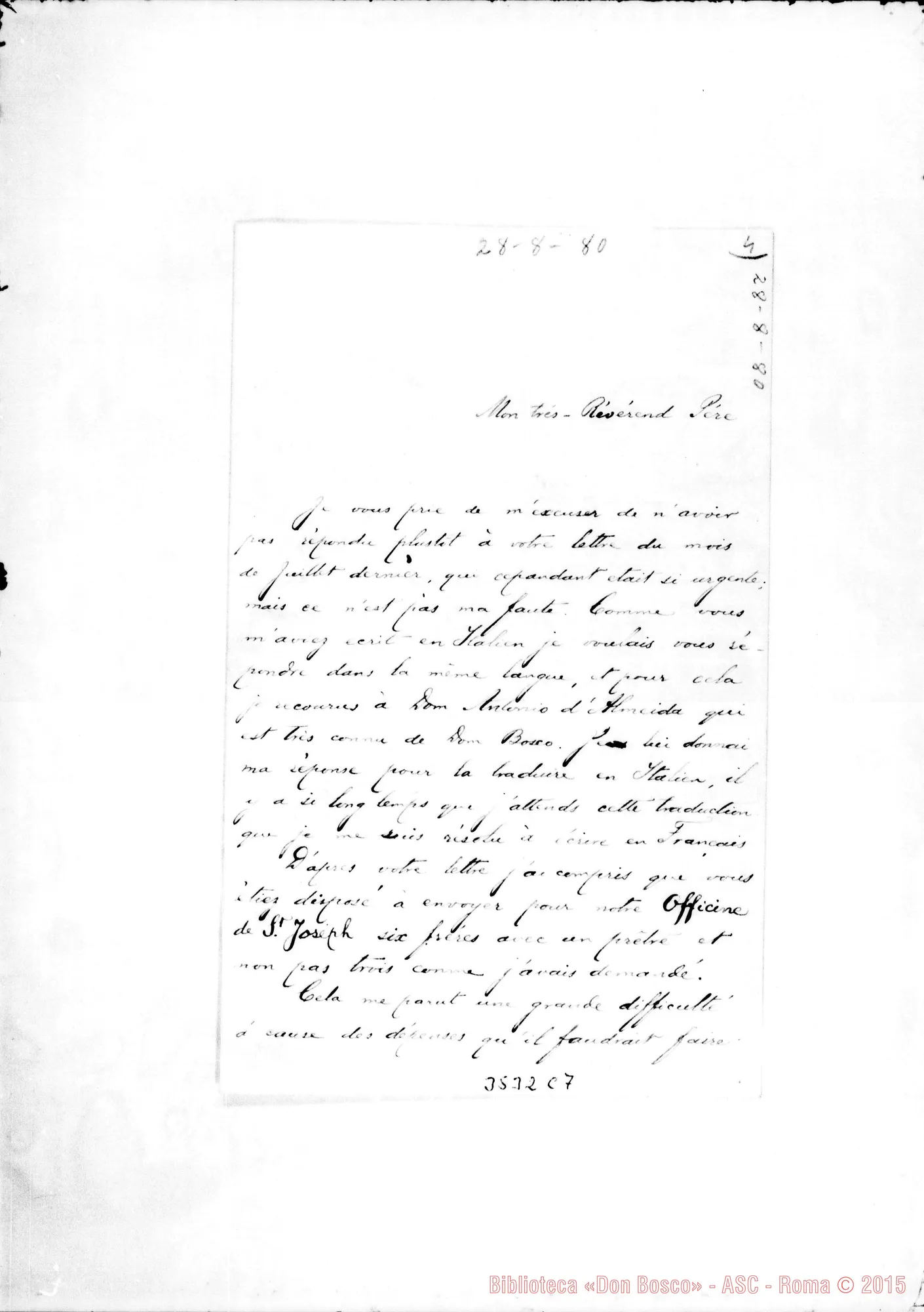 Fotogramma C 7 — Porto: Mons. Sebastiano Leite de Vasconcellos-Rev.do Padre, il 22-06-1880