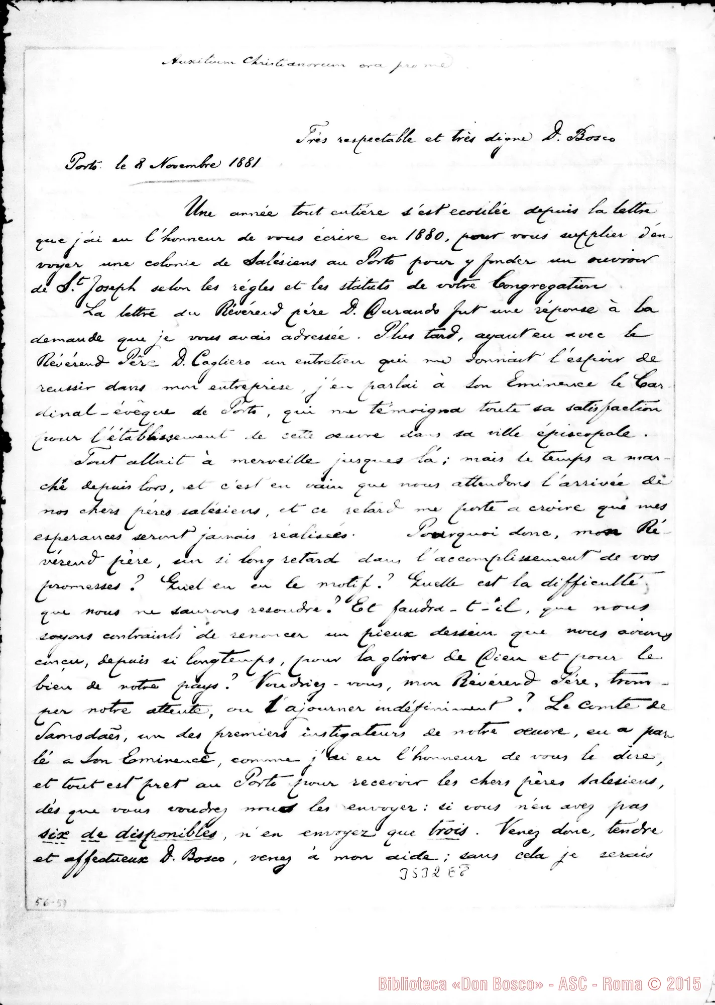 Fotogramma E 8 — Mons. Sebastiano Leite-Don Bosco. Porto, 8-11-1881