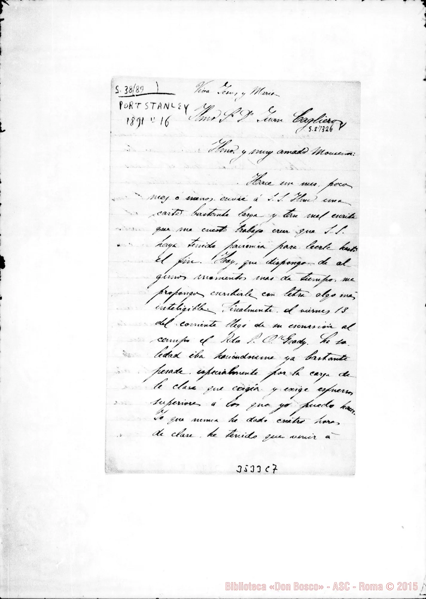 Fotogramma C 7 — Mario L. Migone-Mons. Cagliero. Port Stanley, 16-02-1891