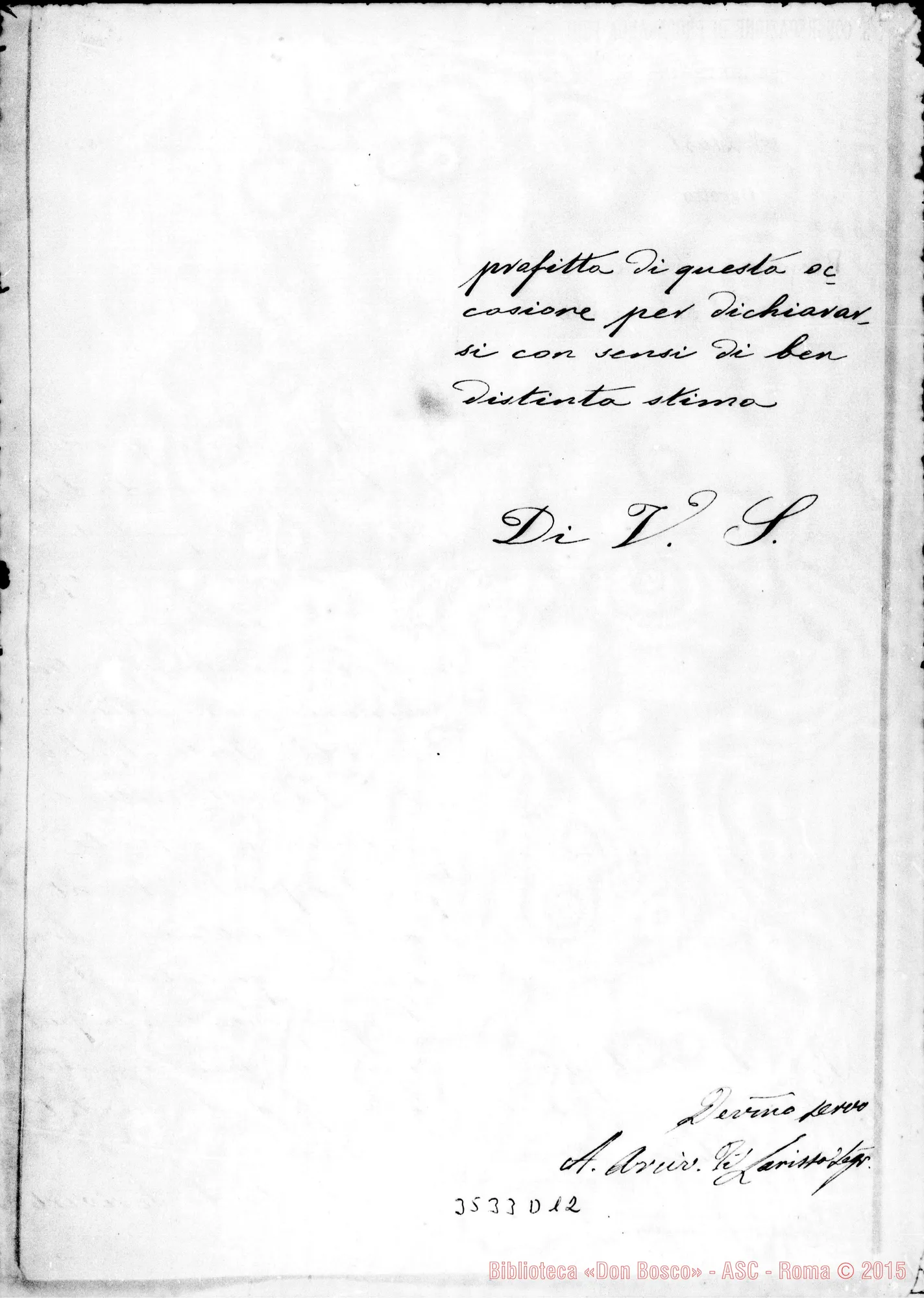 Fotogramma D 12 — Da Propaganda Fide-Don Cesare Cagliero. Roma, 12-01-1897