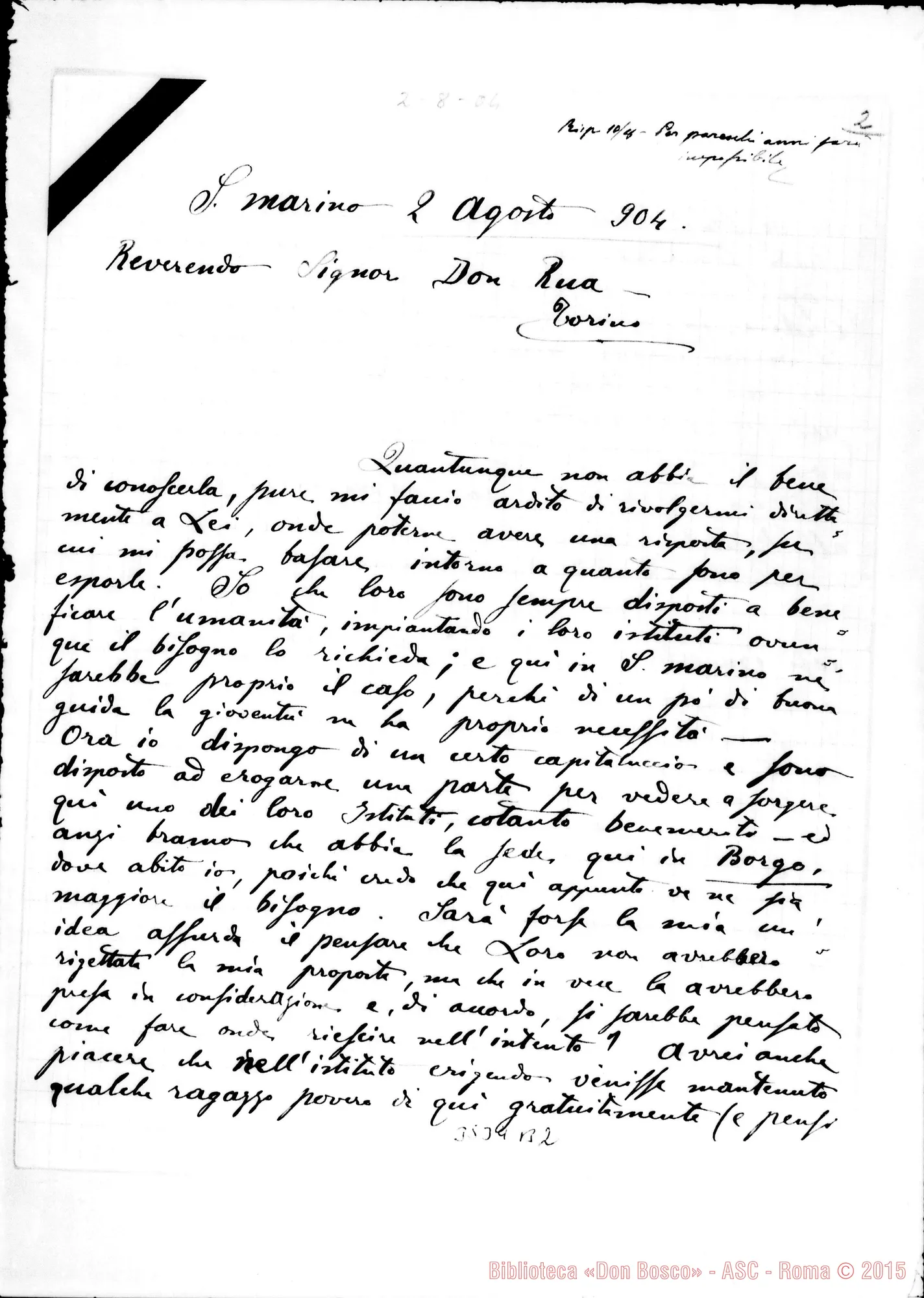 Fotogramma B 2 — San Marino: Lino Fabbri-Don Rua. San Marino, 2-08-1904
