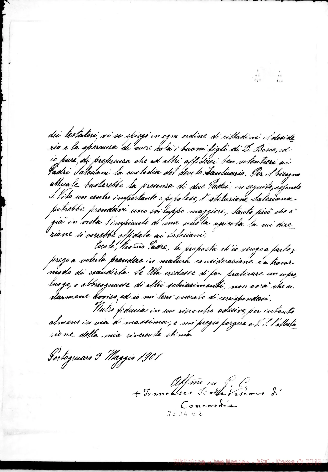 Fotogramma E 2 — Francesco Isola, vesc. di Concordia-Rev.mo Sig. Portogruaro, 3-05-1901