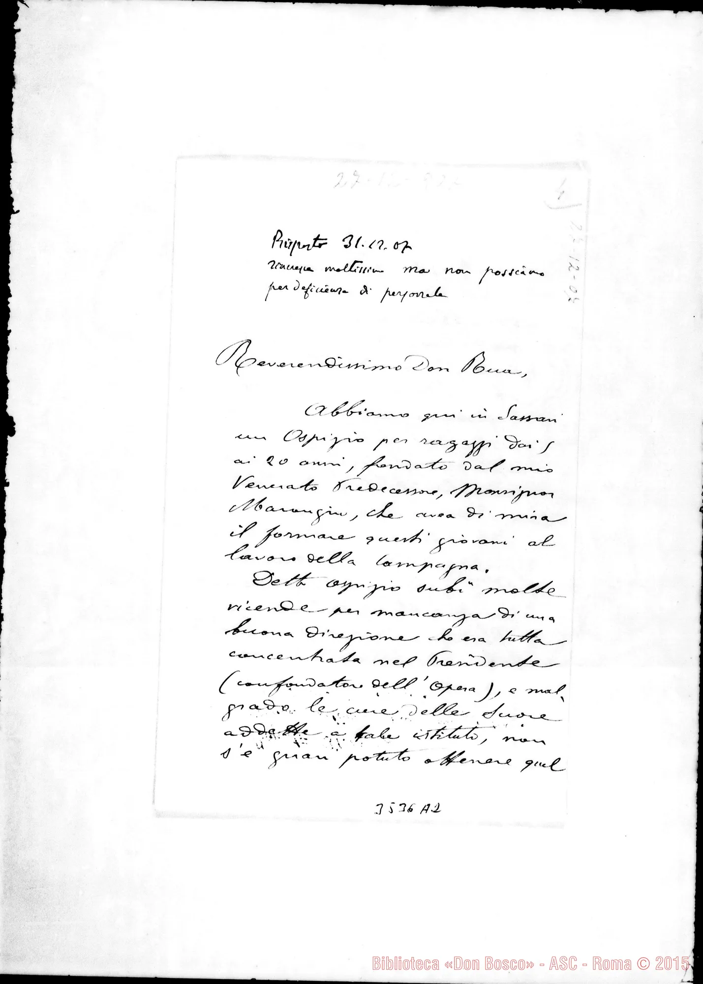Fotogramma A 2 — Emilio Parodi, arciv. di Sassari-Don Rua. Sassari, 27-12-1907