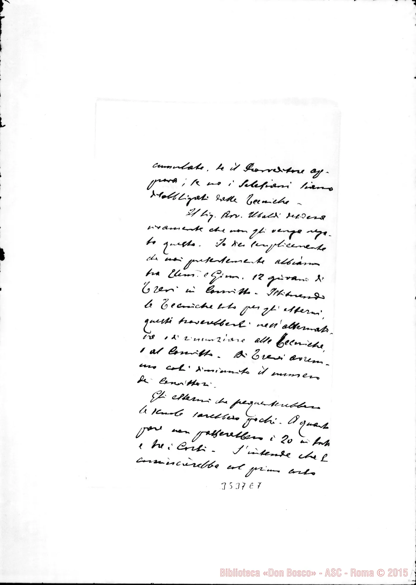 Fotogramma E 7 — Avv. Giuseppe Ubaldi-Don Borio. Spoleto, 7-05-1898. All. lett. di D. Bono con postilla di D. Cagliero