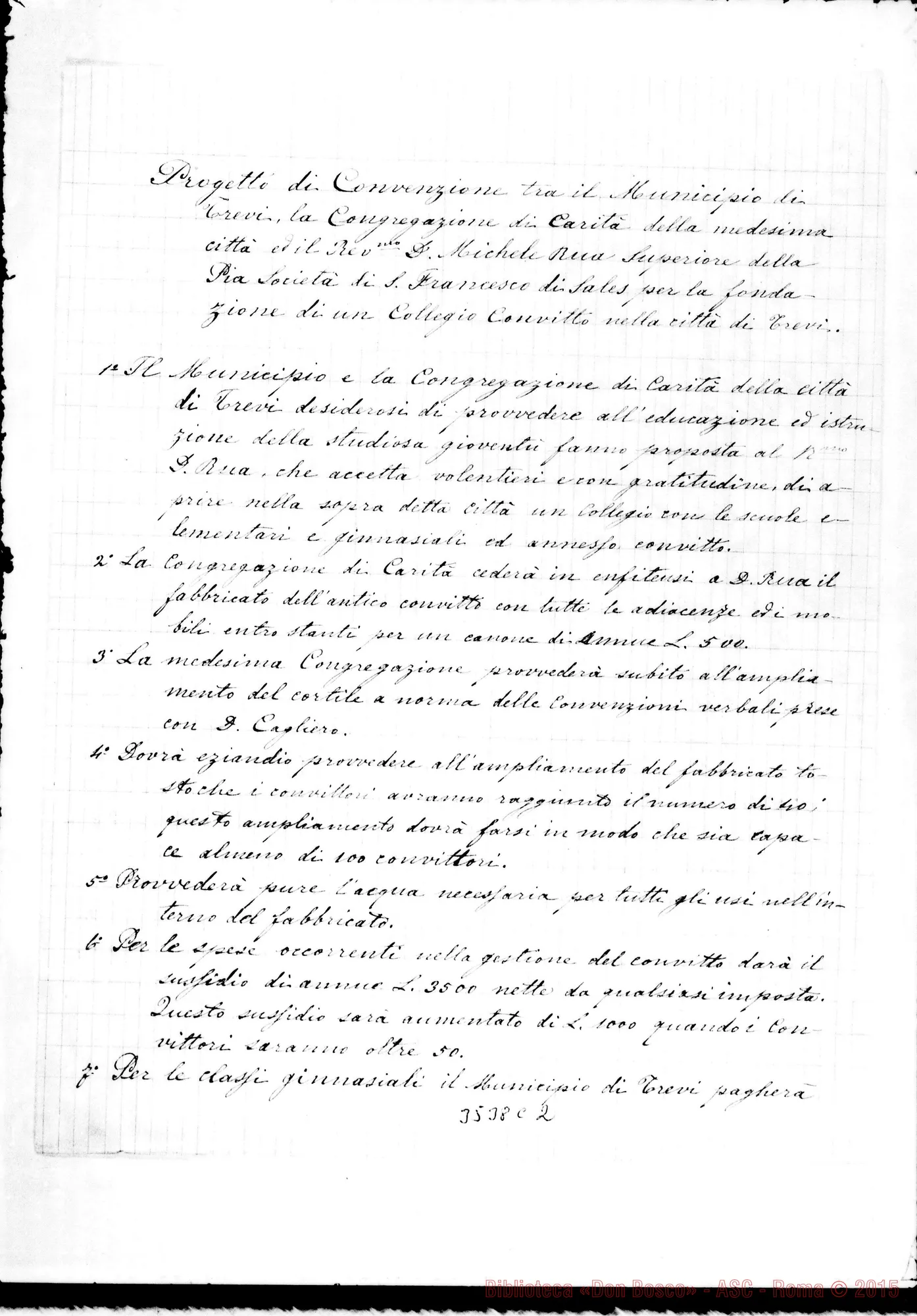 Fotogramma C 2 — Progetto di Convenzione: due stesure. Dicembre 1893