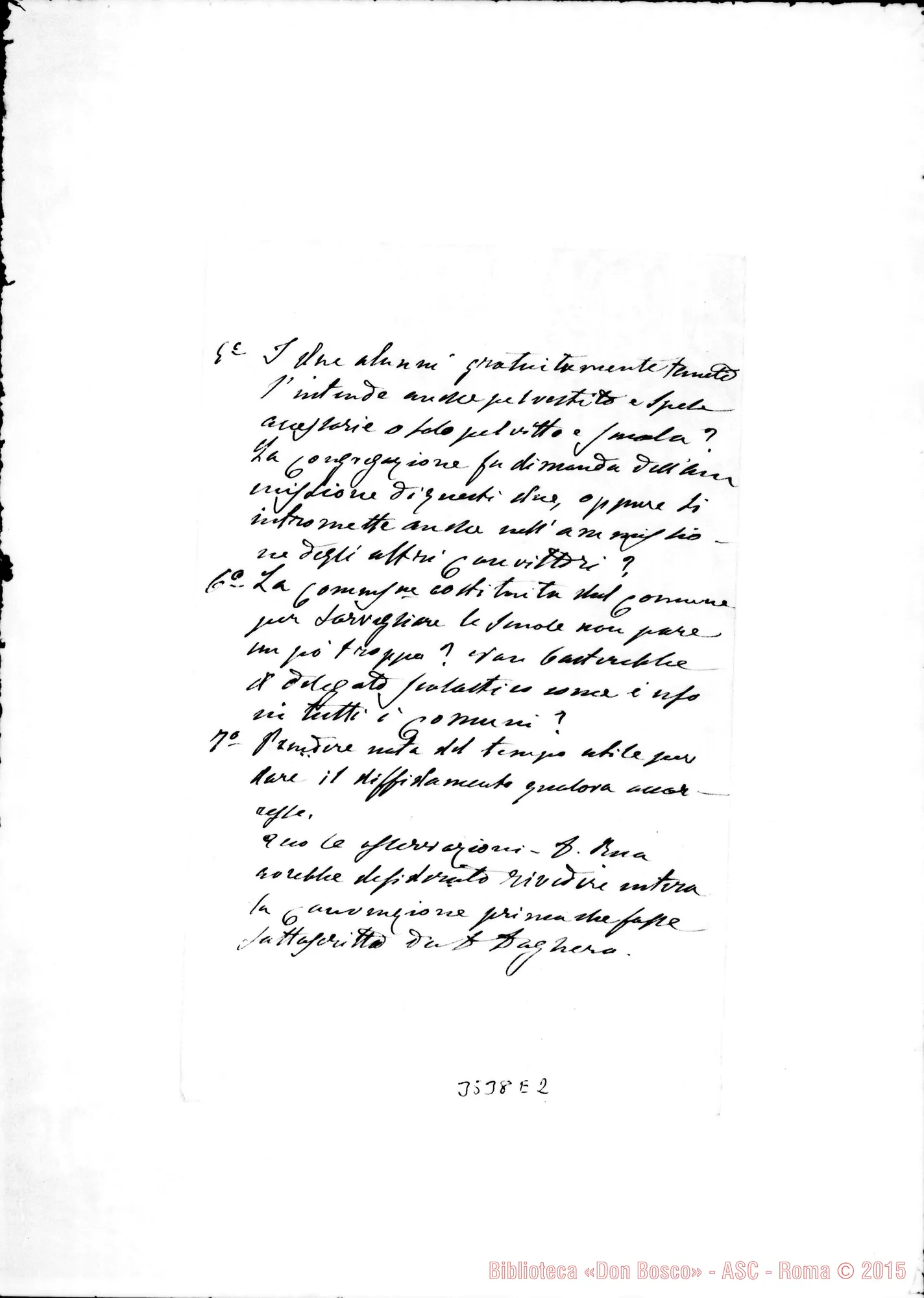 Fotogramma E 2 — Fogli sciolti: manca l’inizio del testo.