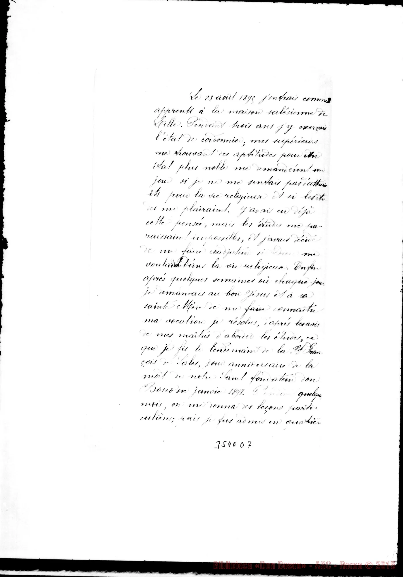 Fotogramma D 7 — Rousselt Eugéne-Vénéré Supérieur. Tunis, 14-11-1901