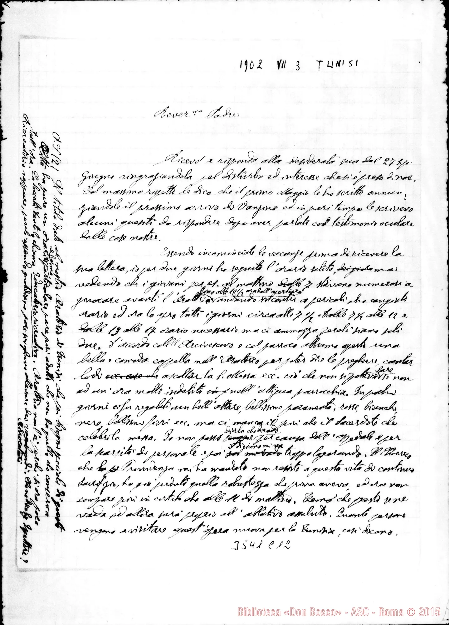 Fotogramma C 12 — Don Ghione Anacleto-Rev.mo Padre. Tunis, 3-07-1902