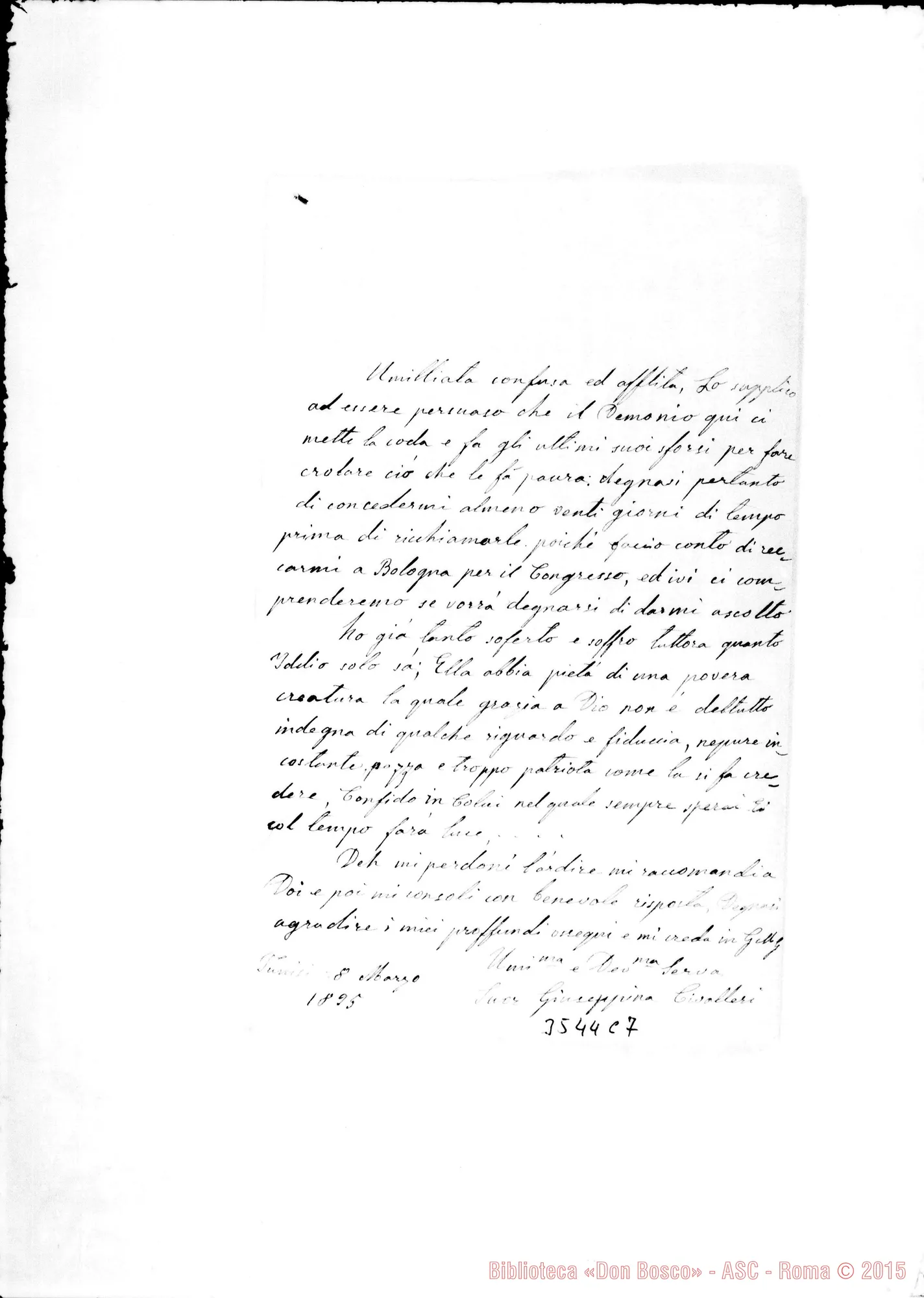 Fotogramma C 7 — Suor Giuseppina Civalleri-Rev.mo Padre. Tunis, 28-03-1895