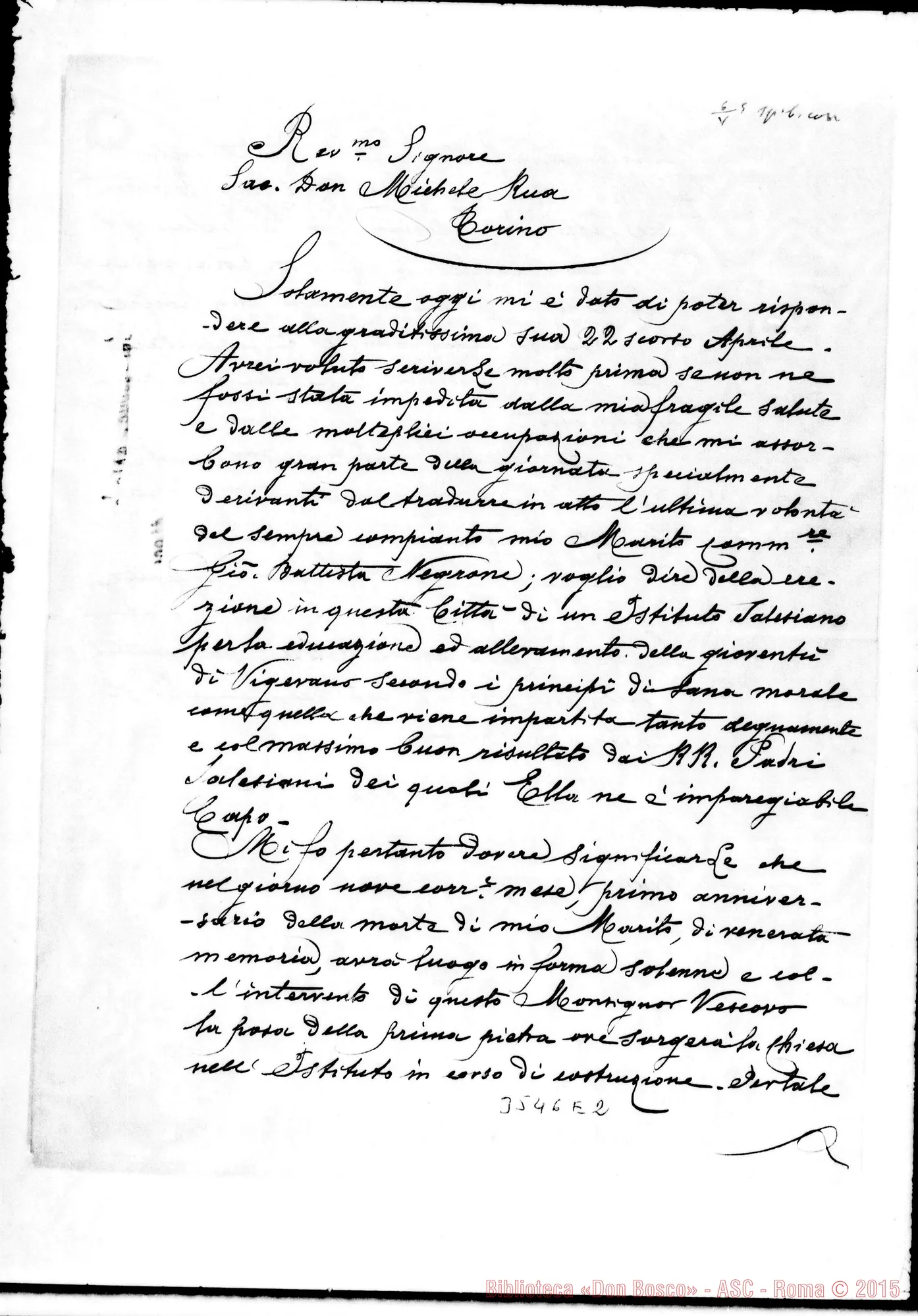 Fotogramma E 2 — Francisca Negrone Manara-Don Rua. Vigevano, 3-05-1905