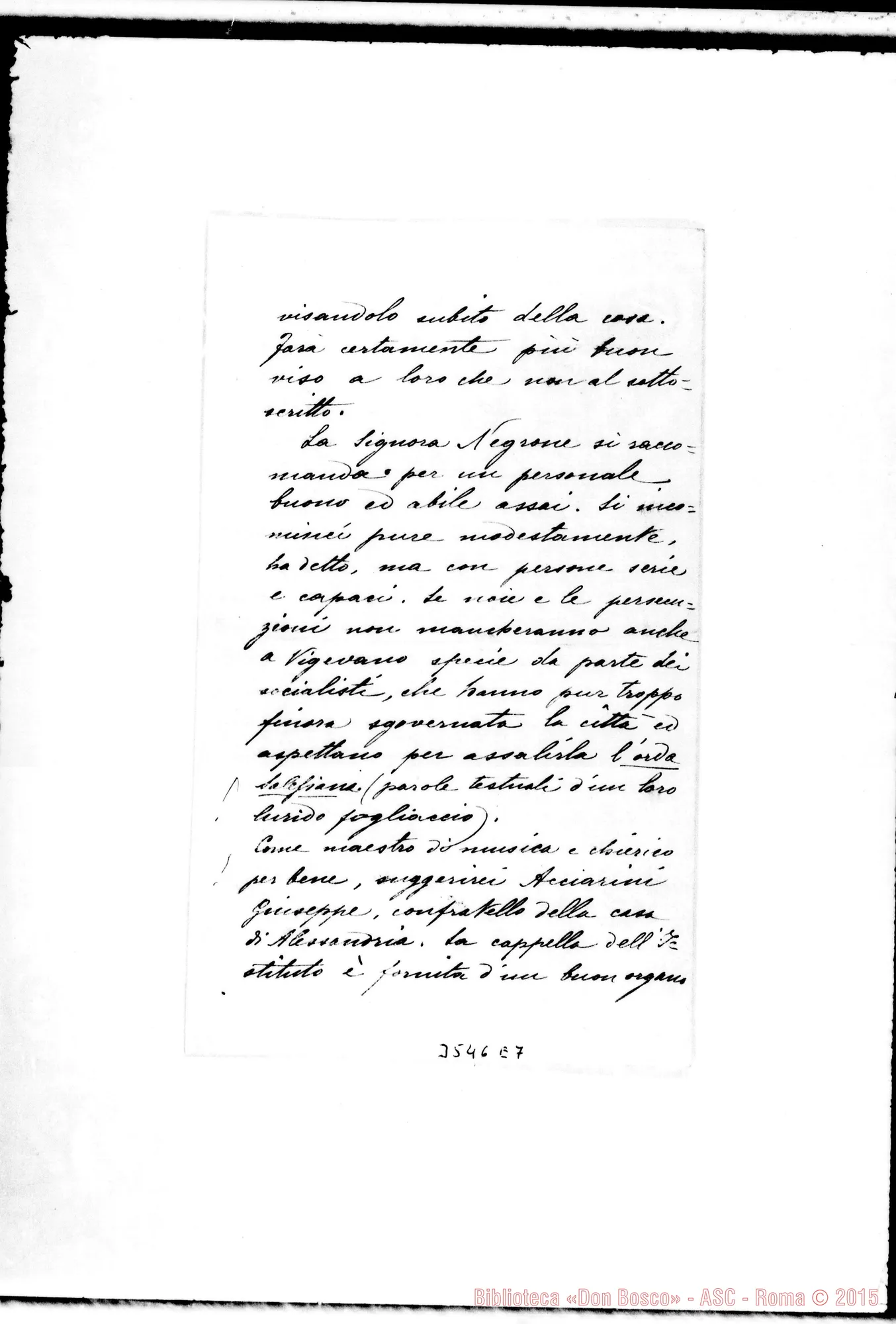 Fotogramma E 7 — Don Lorenzo Saluzzo-Amat.mo Padre. Milano, 5-09-1907 Autogr. Rua