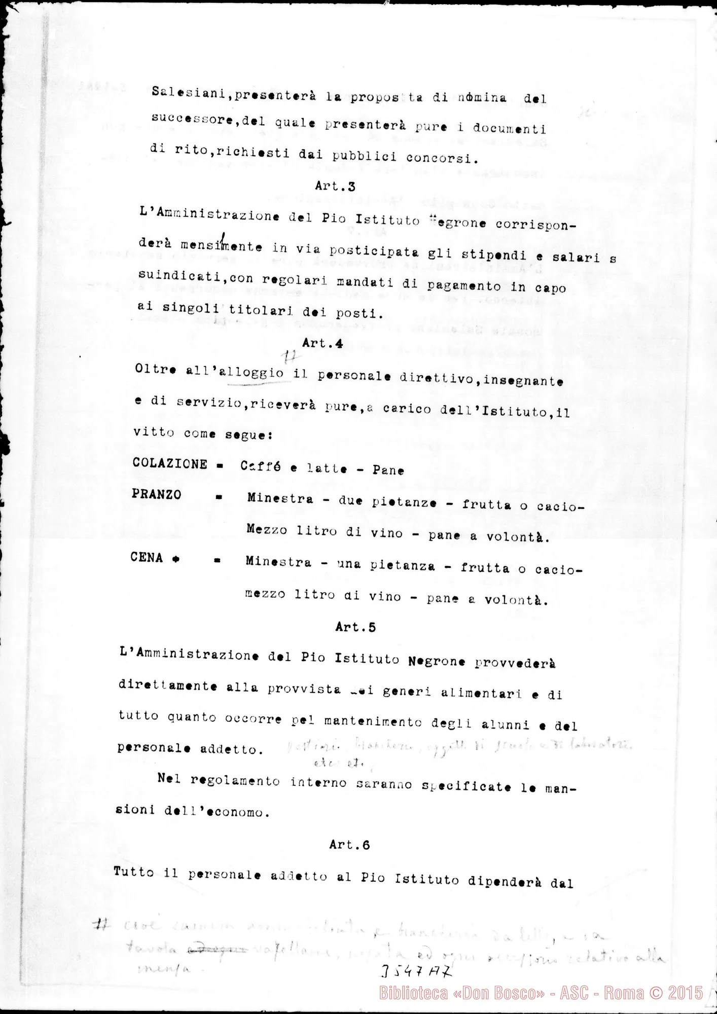 Fotogramma A 7 — Schema di convenzione privata