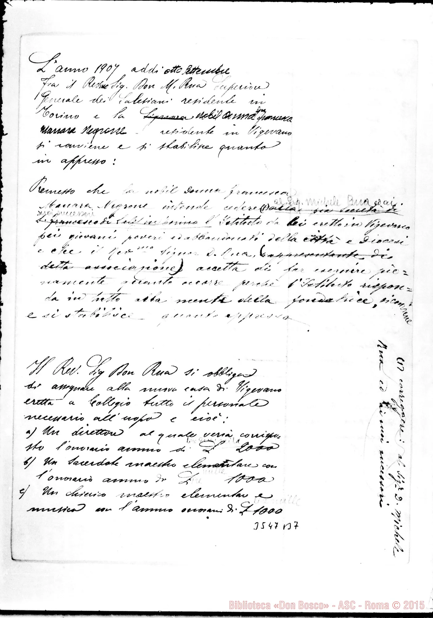 Fotogramma B 7 — Convenzione: minuta. Due stesure. Autogr. Rinaldi in ognuna