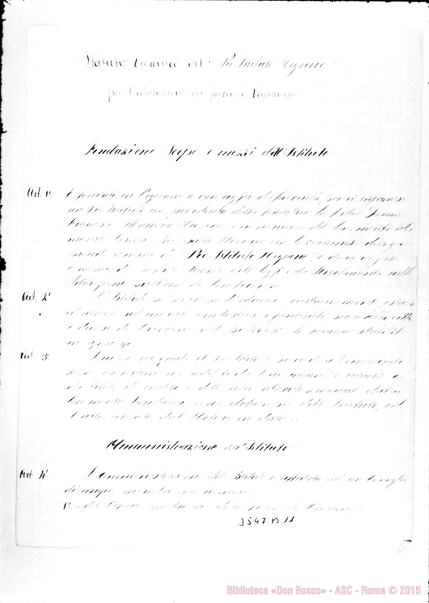 Fotogramma B 11 — Statuto Organico dellTstituto Negrone
