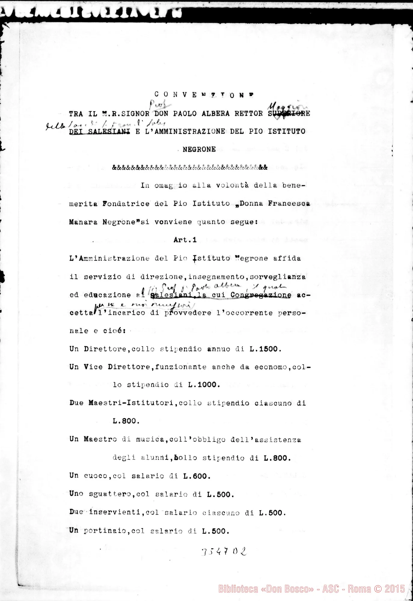 Fotogramma D 2 — Convenzione per il 1910