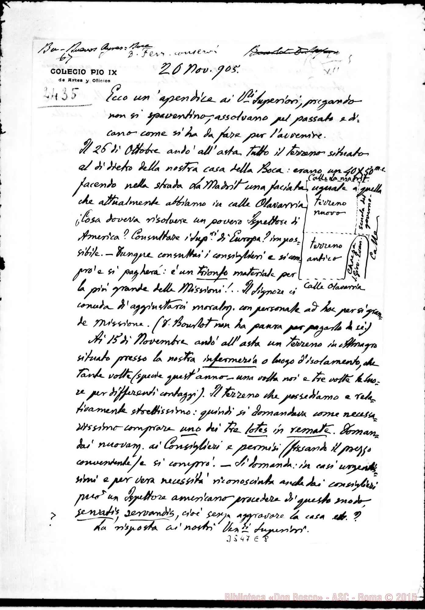 Fotogramma E 8 — Da Almagro, ai Superiori, il 20-11-1905 Autogr. Rua