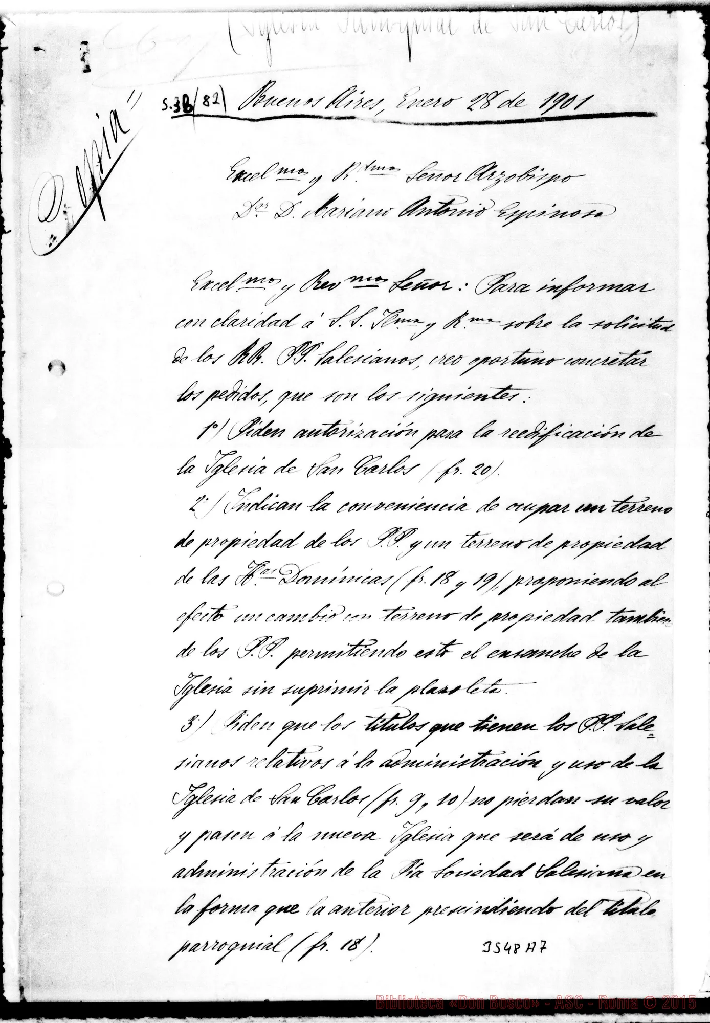 Fotogramma A 7 — Don Bartolomé P.-Mons. Espinosa, arciv. Buenos A., 28-01-1901