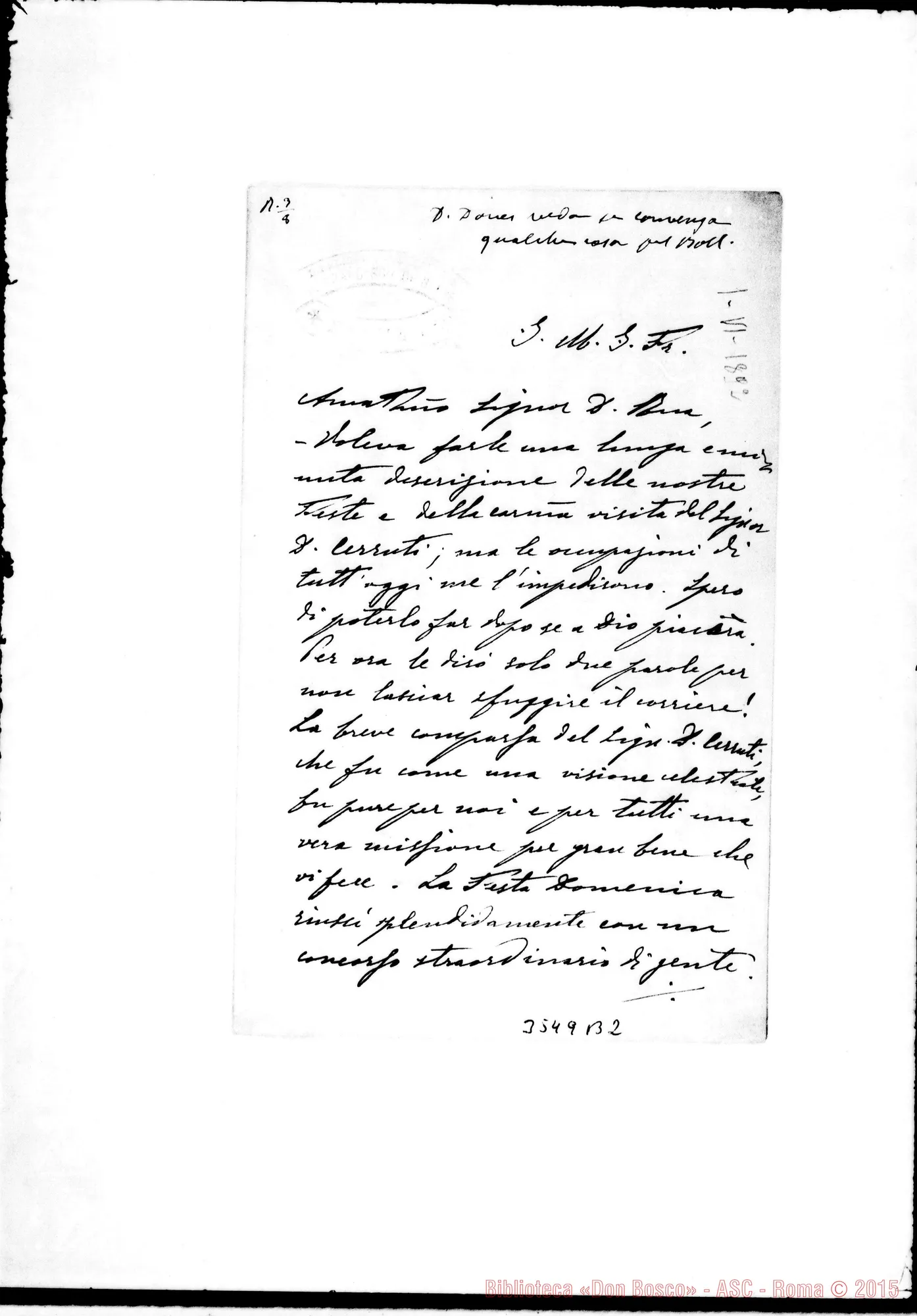 Fotogramma B 2 — Don Giov. Batt. Rinaldi-Don Rua. Faenza, 1-06-1892 Autogr. Rua