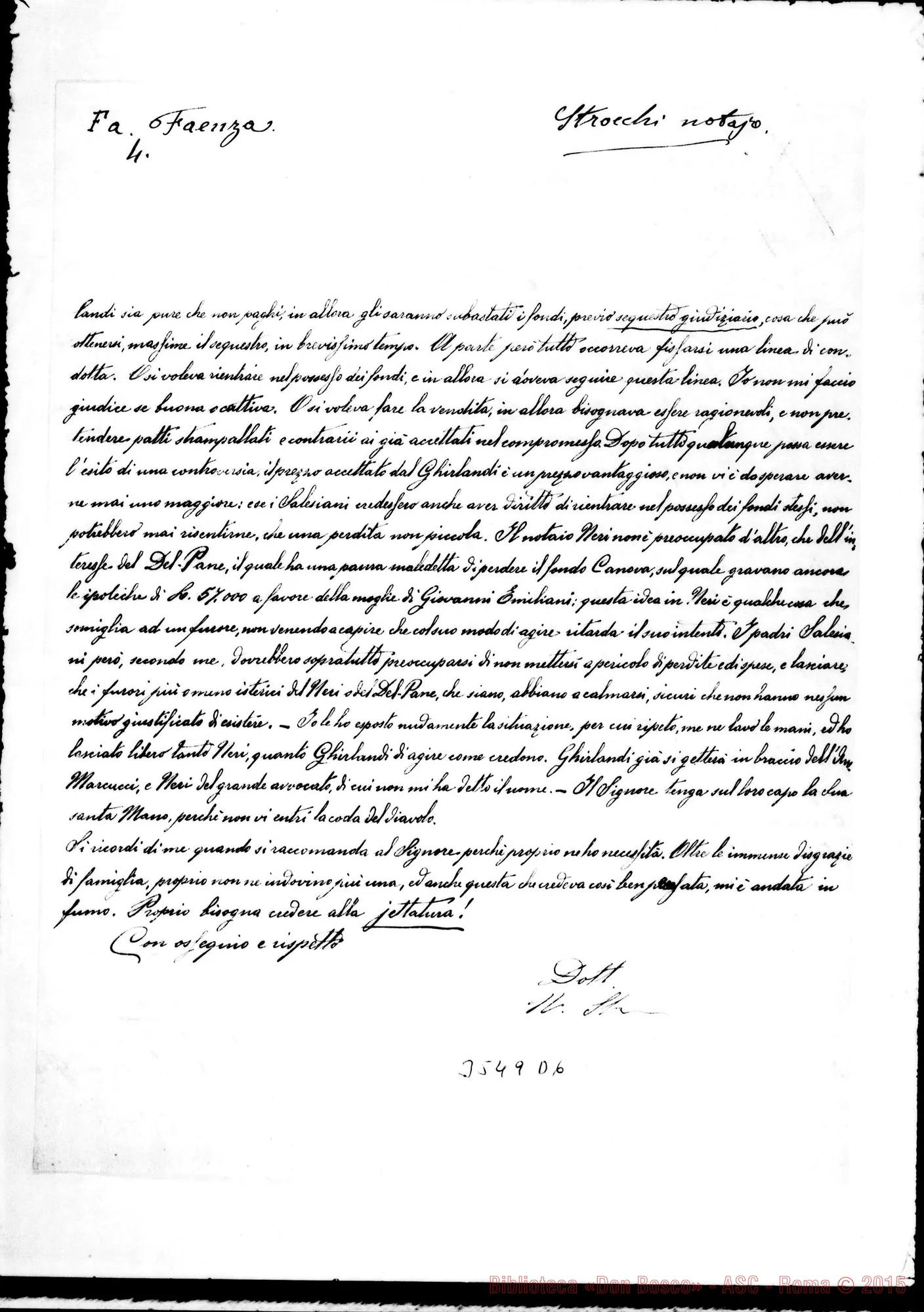 Fotogramma D 6 — Nicola Strocchi, notaio-Rev.do Padre. Faenza, 13-04-1902