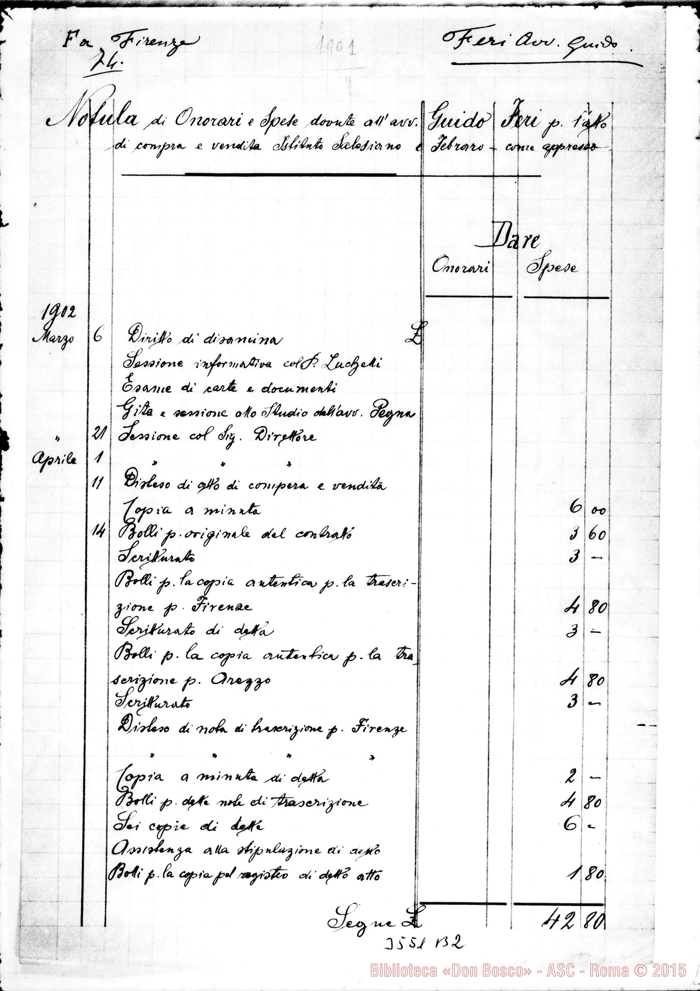 Fotogramma B 2 — Guido Feri, Avv.-P. Superiore, il 10-05-1902 Autogr. Rinaldi All. parcella