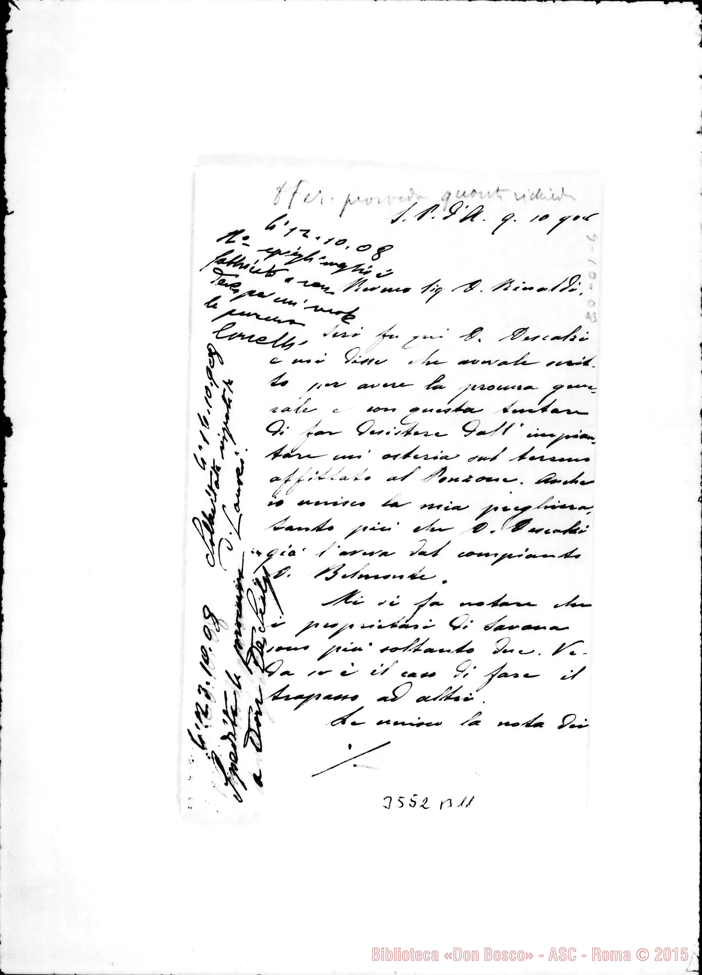 Fotogramma B 11 — Don Tommaso Laureri-Don Rinaldi. Sampierdarena, 9-10-1908 Autogr. Rinaldi