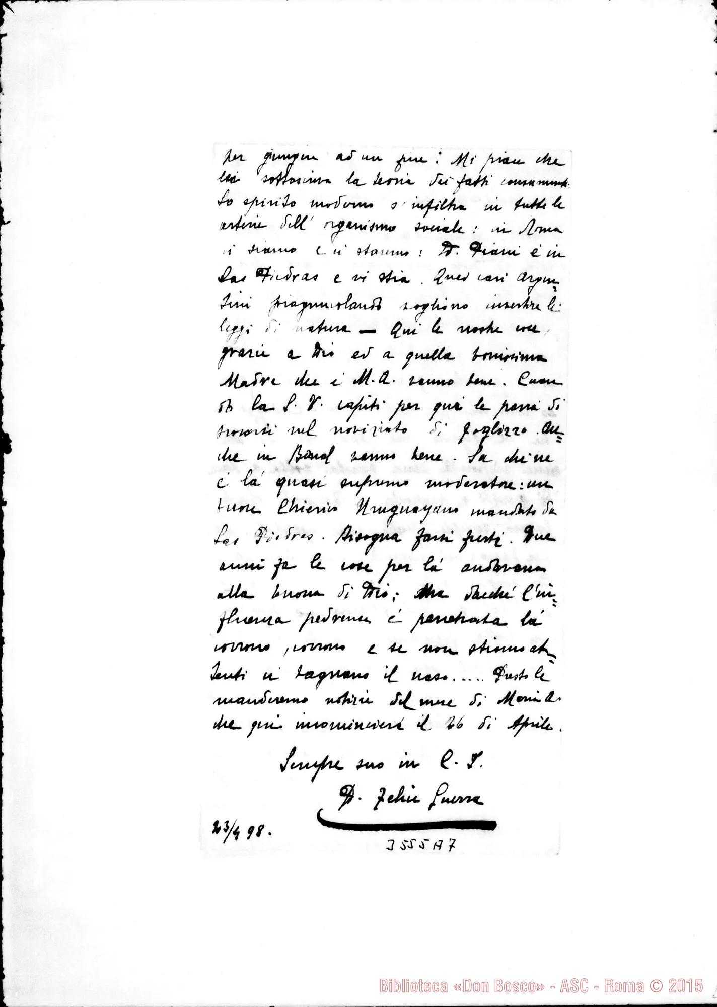 Fotogramma A 7 — Don Felice Guerra-Don Barberis. Las Piedras, 23-04-1898