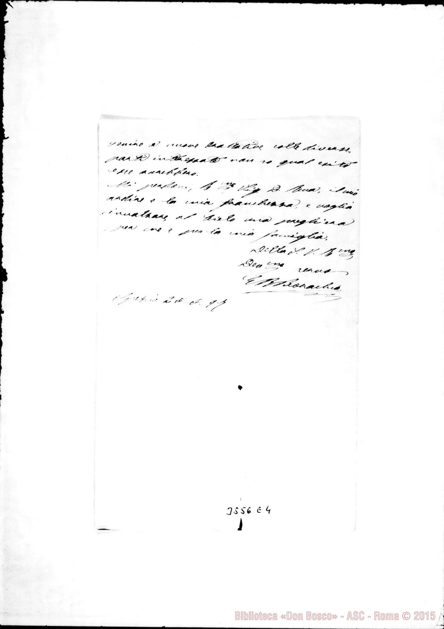 Fotogramma E 4 — Avv. Giov. Batt. Borachia-Don Rua. La Spezia, 25-05-1897 Autogr Rua