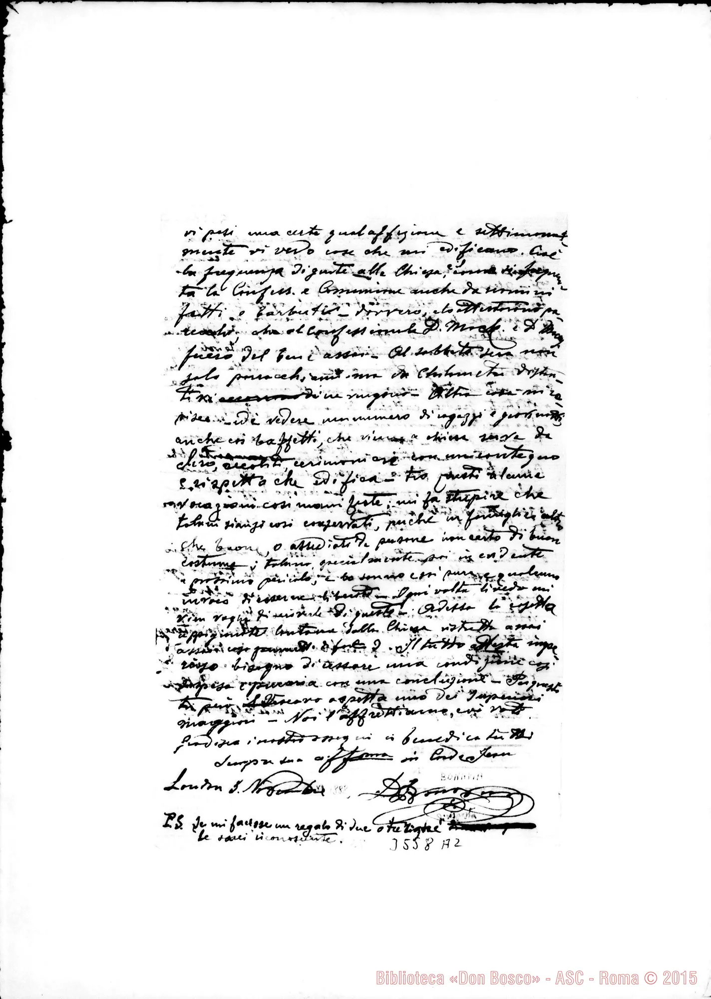 Fotogramma A 2 — Don Bonavia-Amat.mo Padre. London, 5-11-1888 Autogr. Rua. Trascrizione