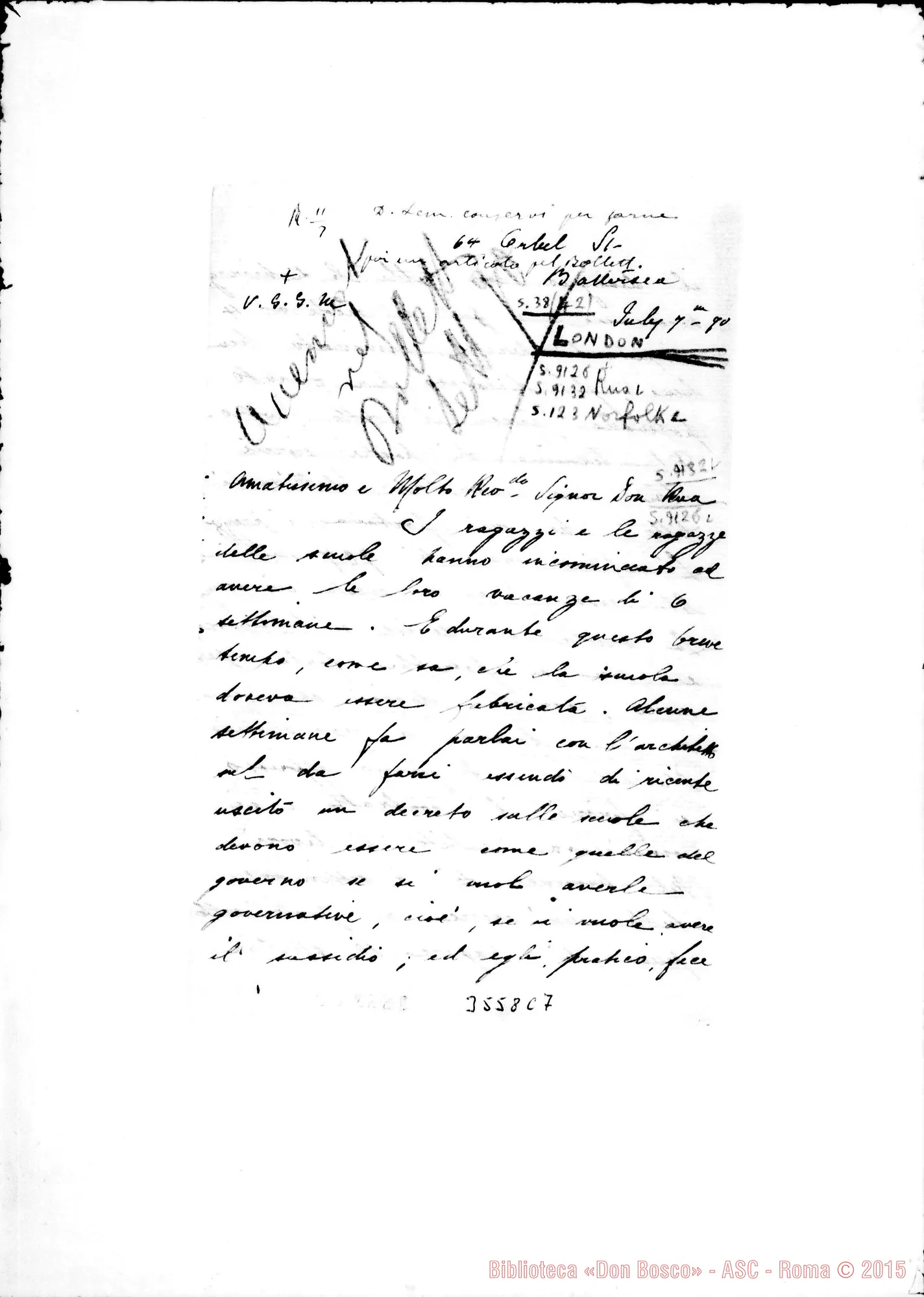 Fotogramma C 7 — Don Macey-Don Rua. London, 7-07-1890 Autogr. Rua