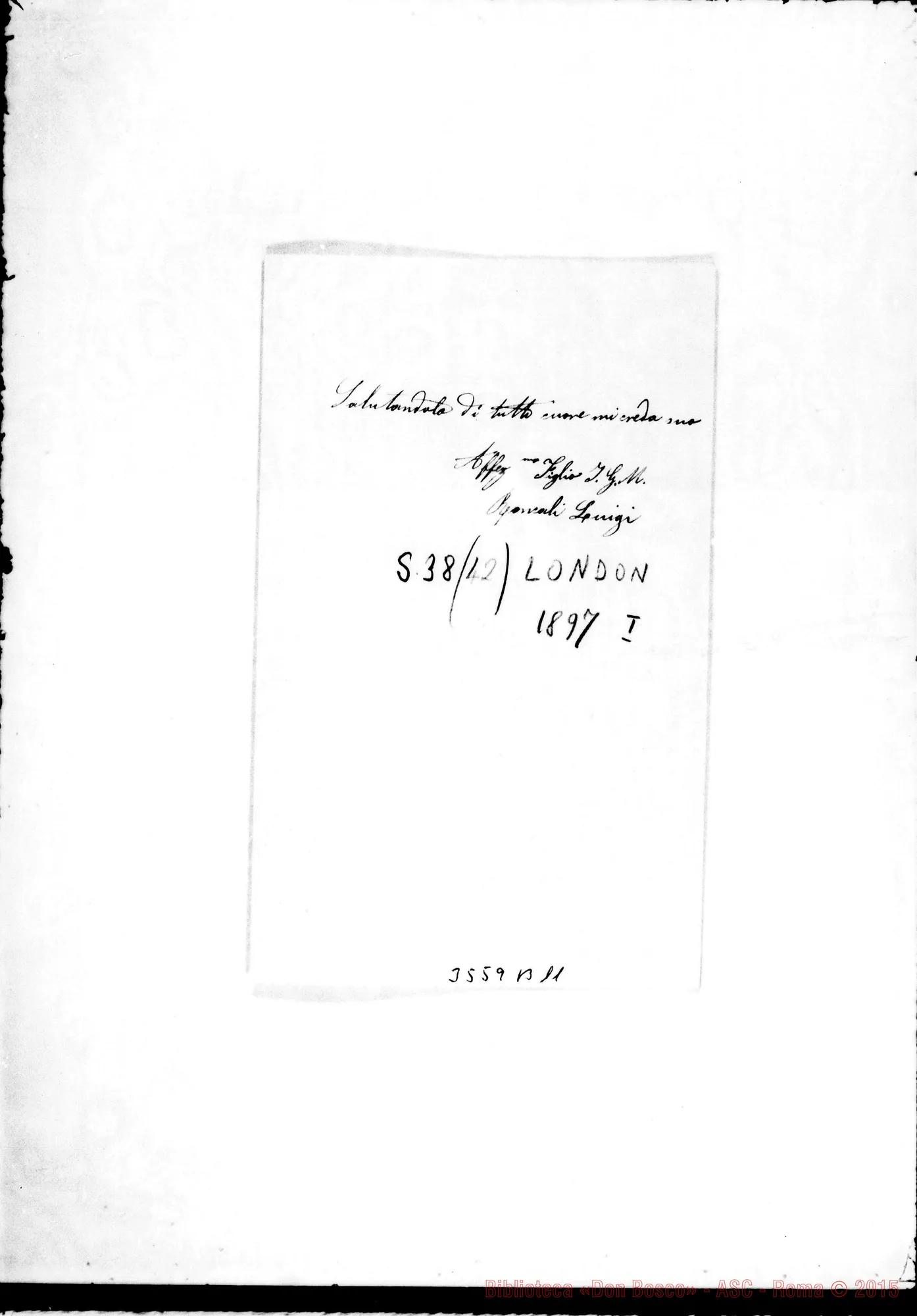Fotogramma B 11 — Coad. Roncali Luigi-Amat.mo Padre. London, 1897