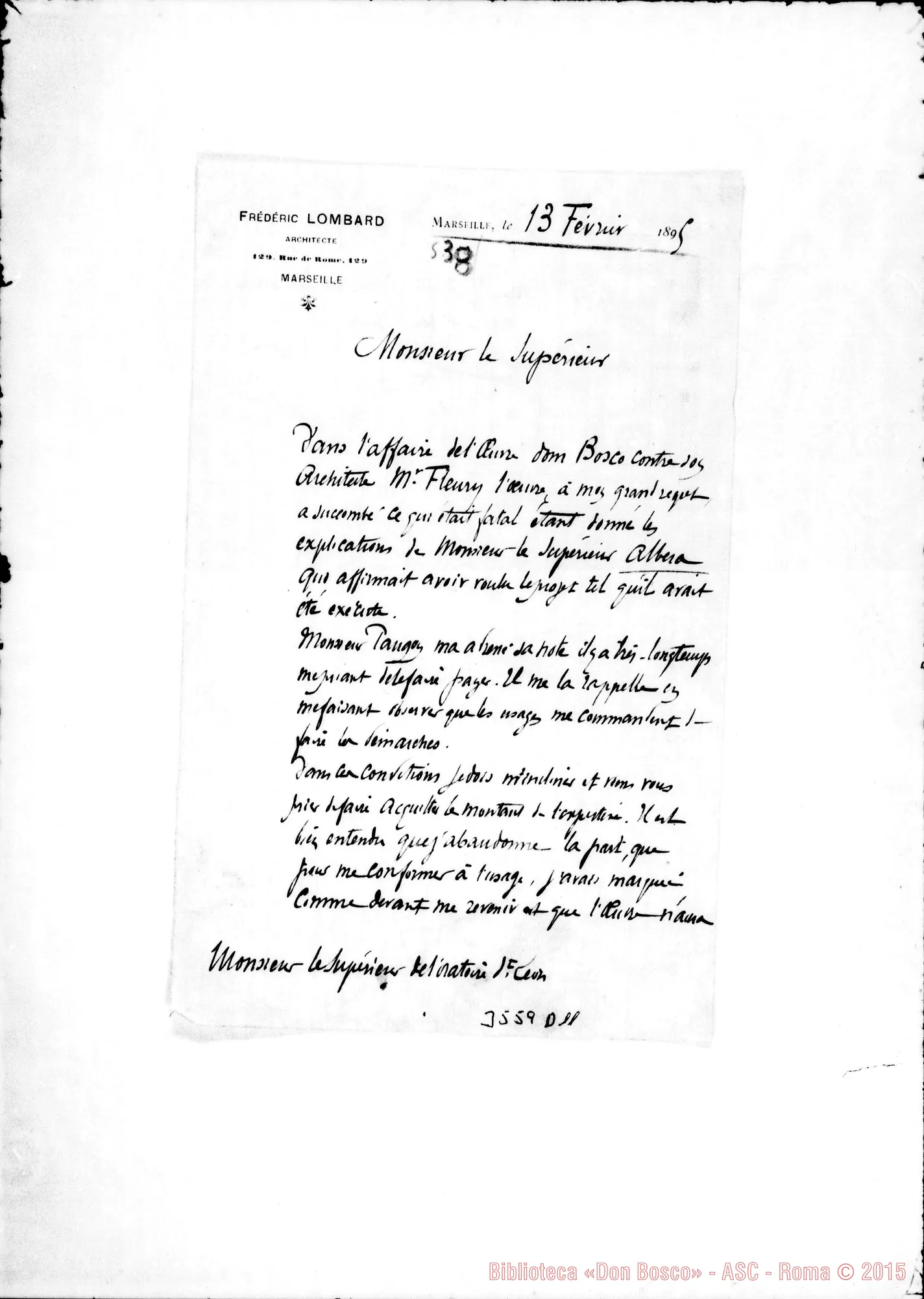 Fotogramma D 11 — Frédéric Lombard, architetto-Monsieur le Supérieur. Marseille, 13-02-1895