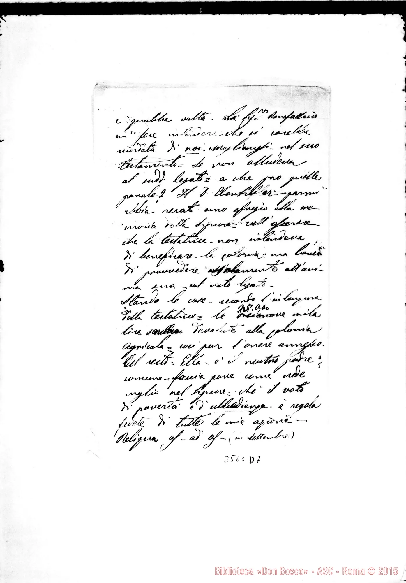 Fotogramma D 7 — Don Mosè Veronesi-Don Rua. Mogliano V., 19-08-1888 Autogr. Rua